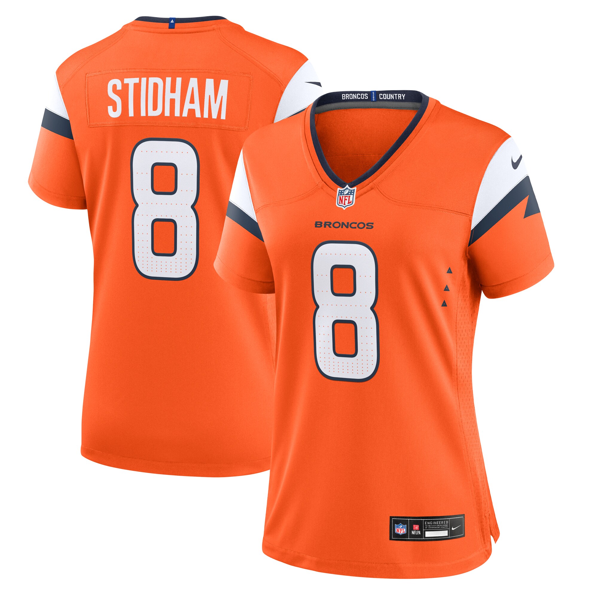 Women's Denver Broncos Jarrett Stidham Orange Team Game Jersey JS2528 nicesnker