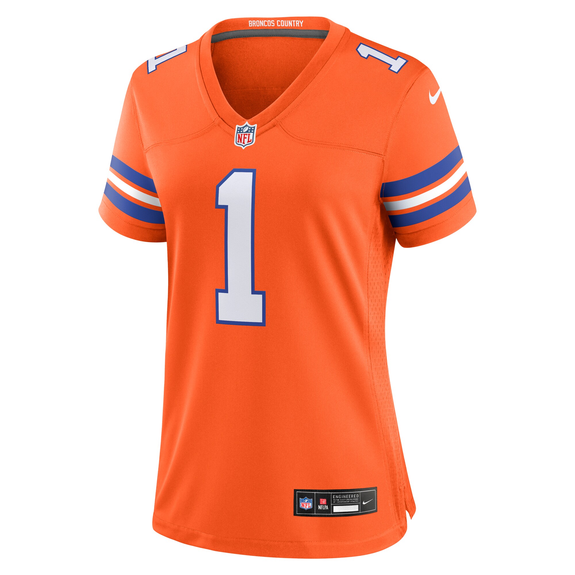 Alternative view of Women's Denver Broncos Jason Elam Orange Mile High Collection 1977 Throwback Retired Player Game Jersey JS7442 nicesnker