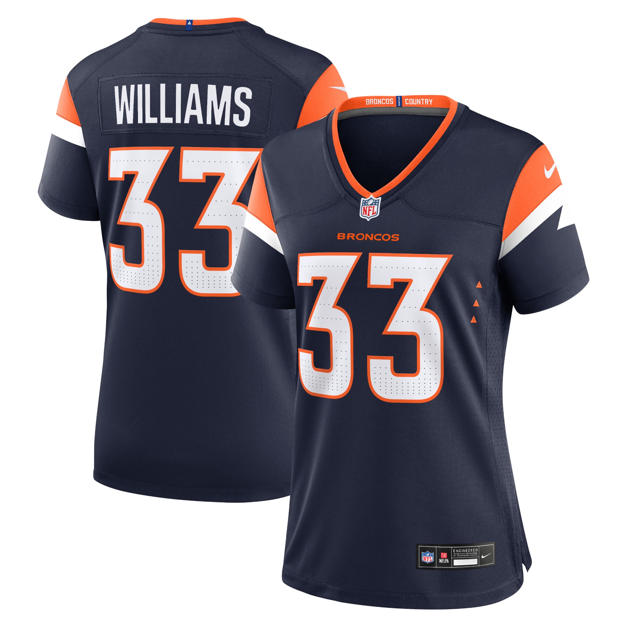 Women's Denver Broncos Javonte Williams Navy Mile High Collection Alternate Game Jersey JS1780 nicesnker