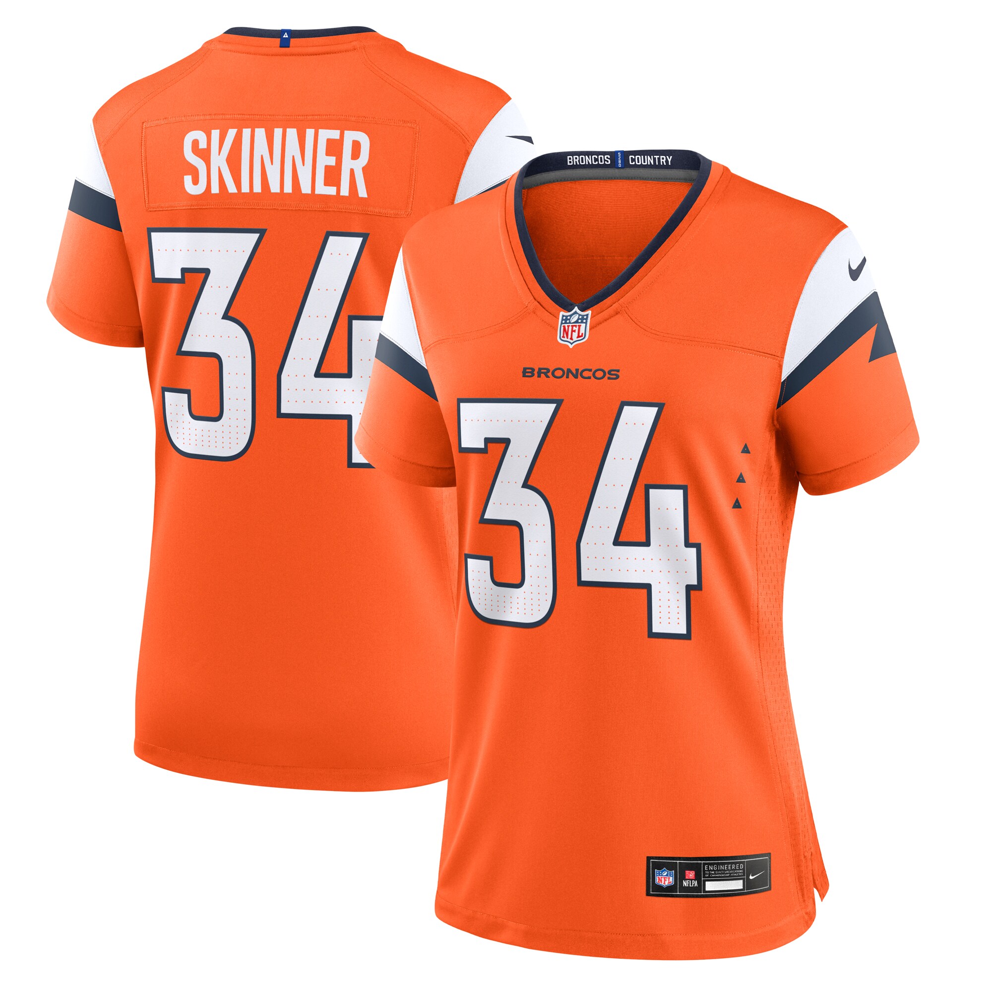 Women's Denver Broncos JL Skinner Orange Team Game Jersey JS8911 nicesnker