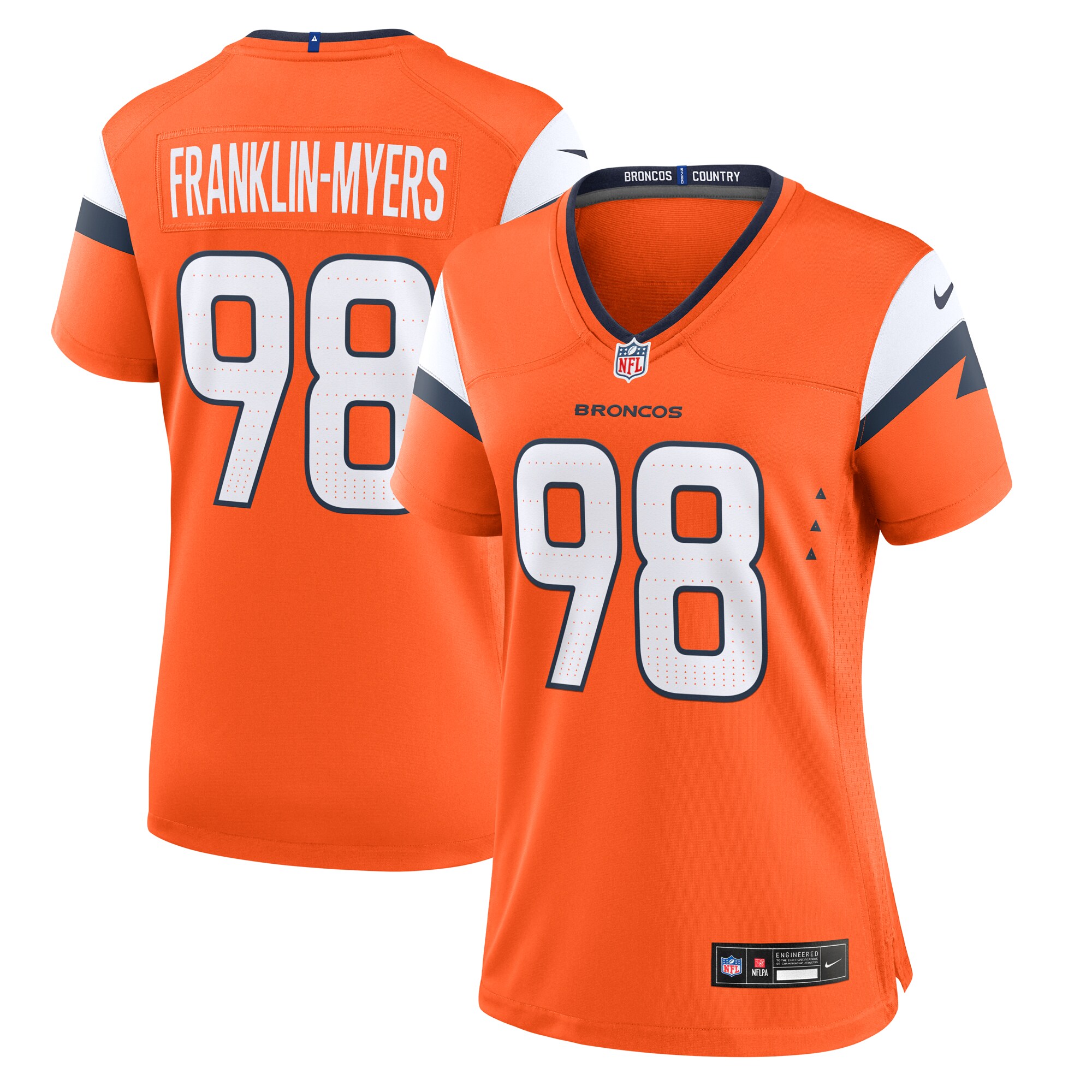 Women's Denver Broncos John Franklin-Myers Orange Team Game Jersey JS5716 nicesnker