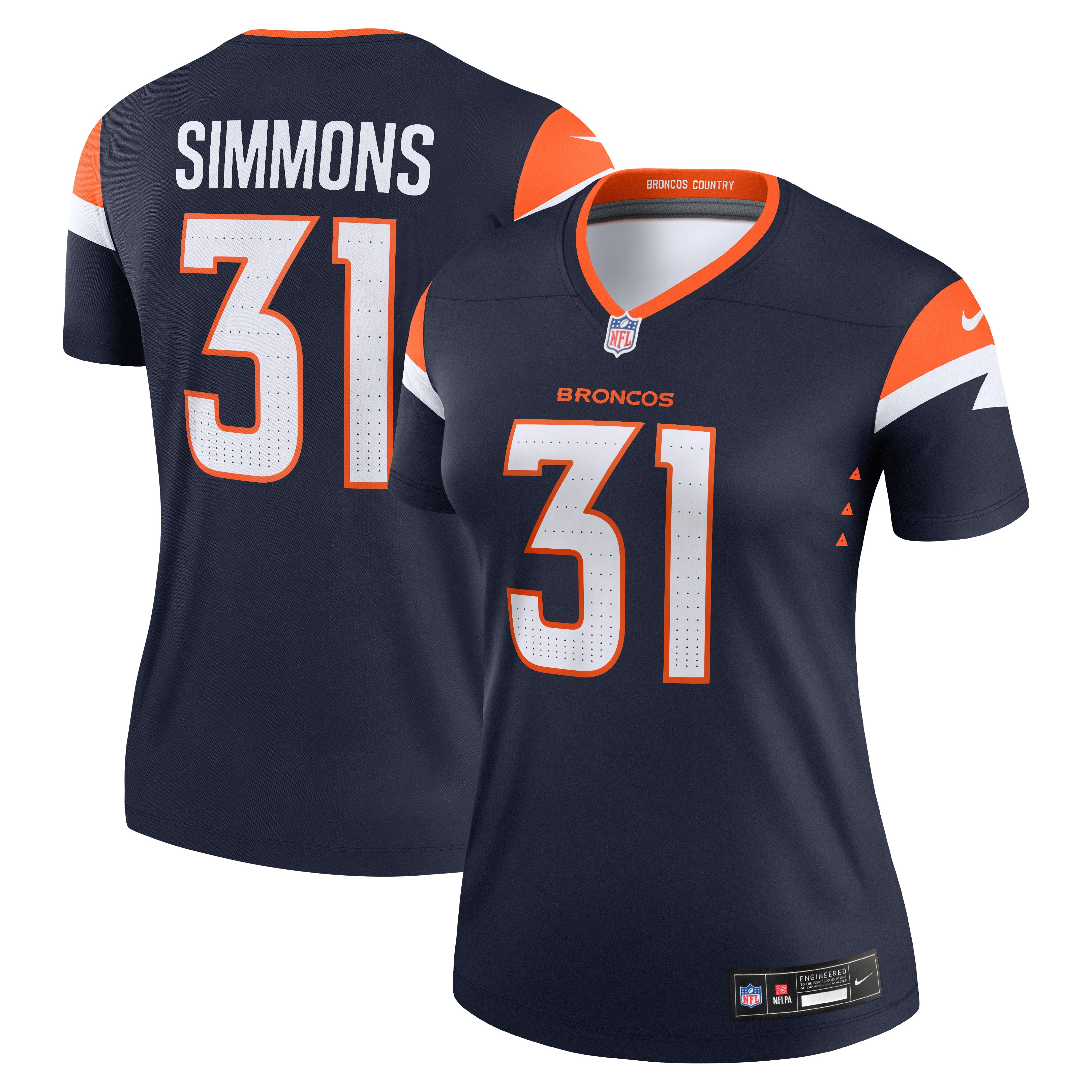 Women's Denver Broncos Justin Simmons Navy Alternate Legend Player Performance Top JS5846 nicesnker
