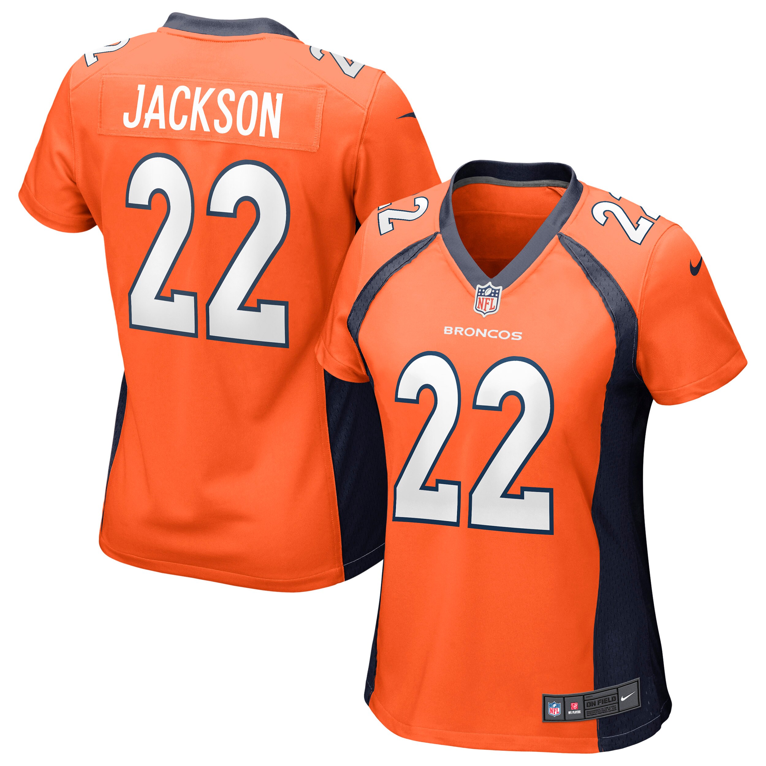 Women's Denver Broncos Kareem Jackson Orange Game Jersey JS6375 nicesnker