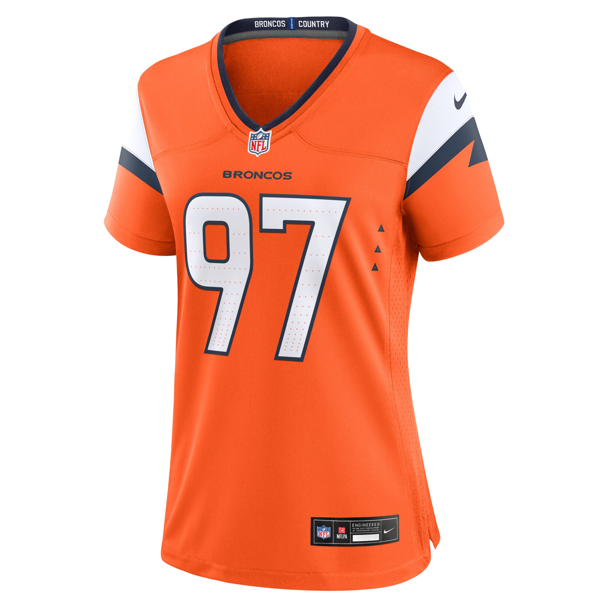 Alternative view of Women's Denver Broncos Malcolm Roach Orange Team Game Jersey JS6791 nicesnker