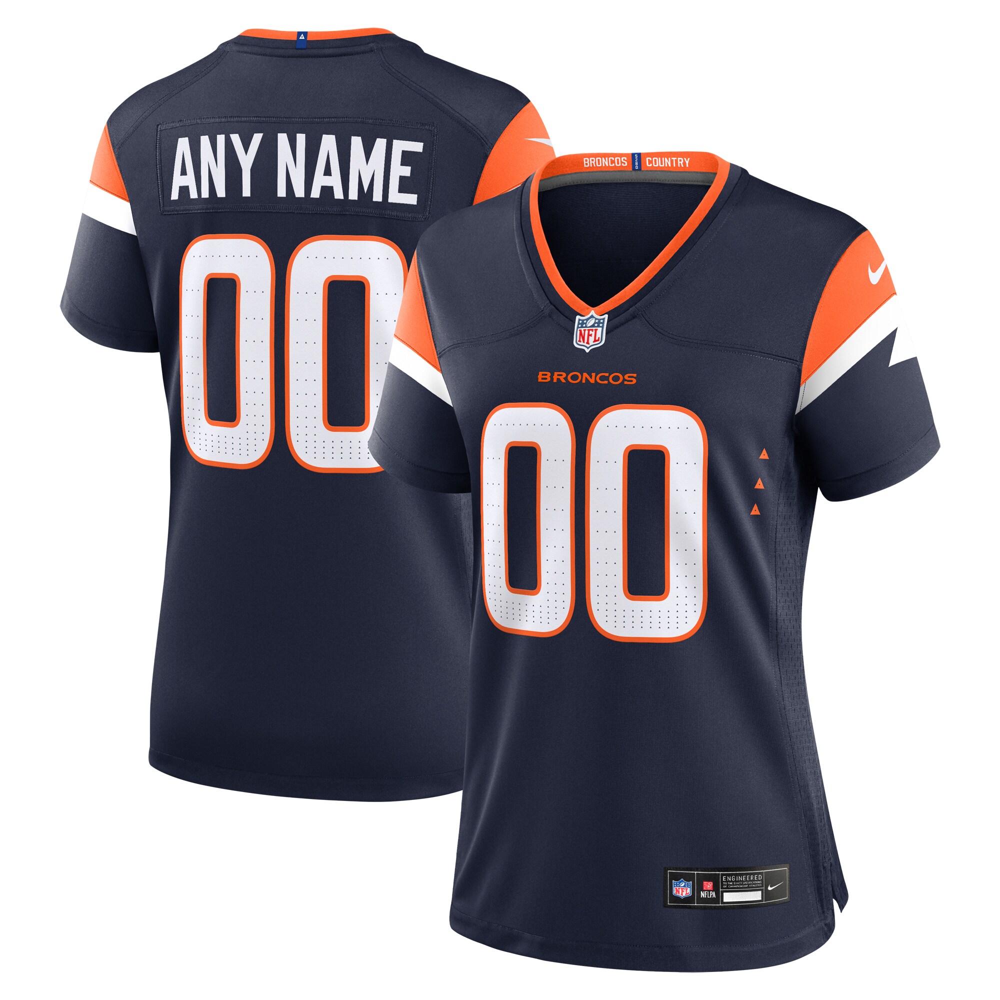 Women's Denver Broncos Navy Alternate Mile High Collection Custom Game Jersey JS6647 nicesnker