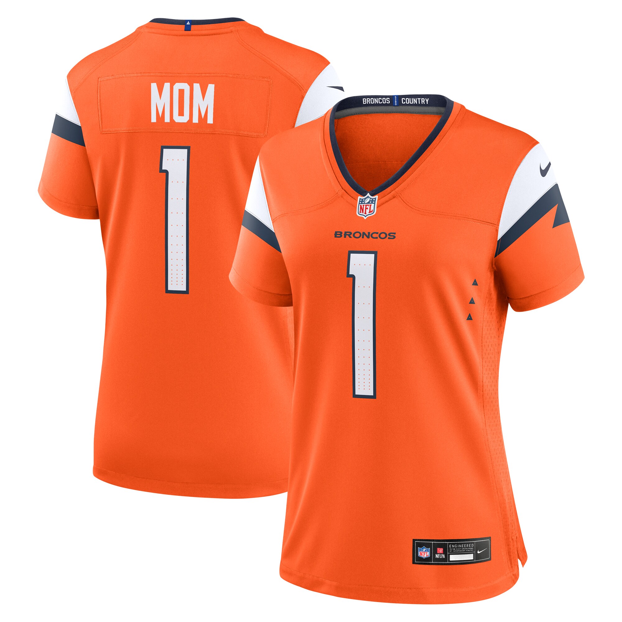 Women's Denver Broncos Orange #1 Mom Game Jersey JS2434 nicesnker