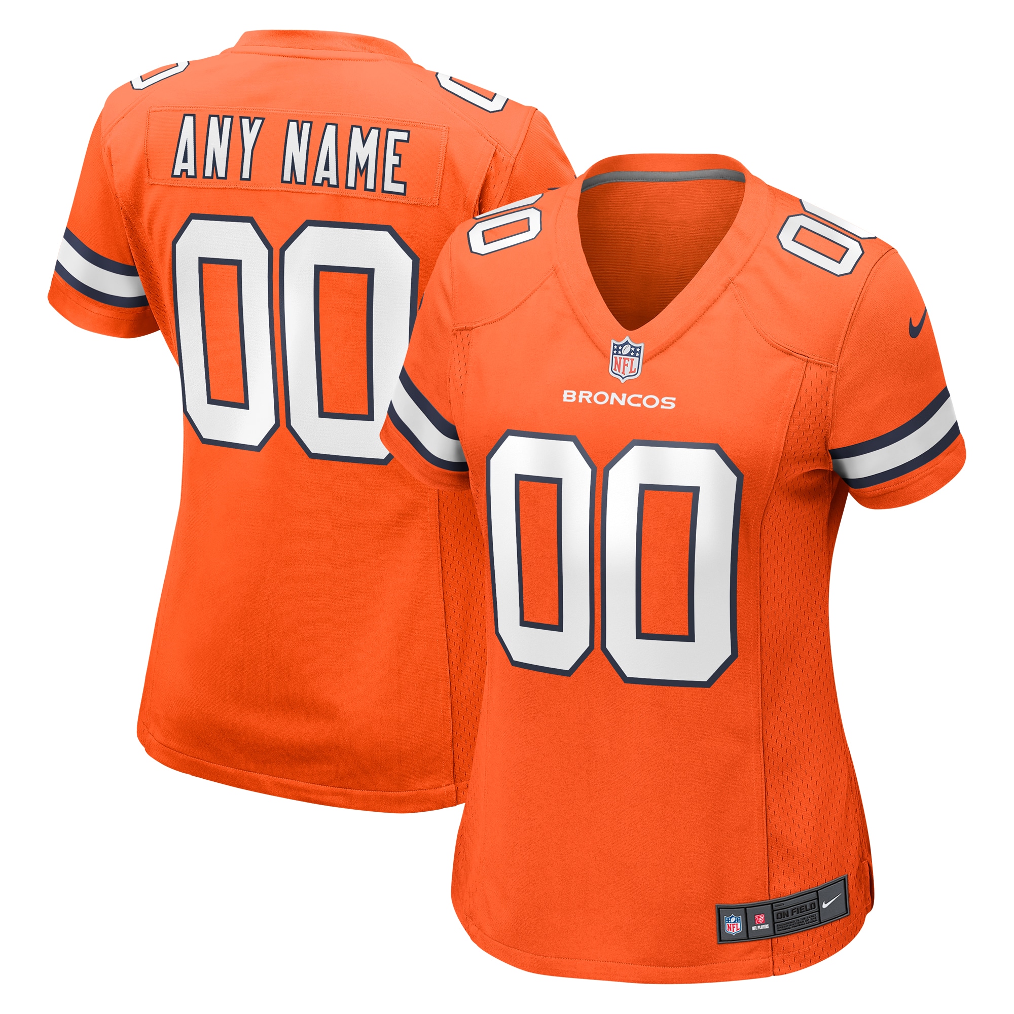 Women's Denver Broncos Orange Alternate Custom Game Jersey JS8870 nicesnker