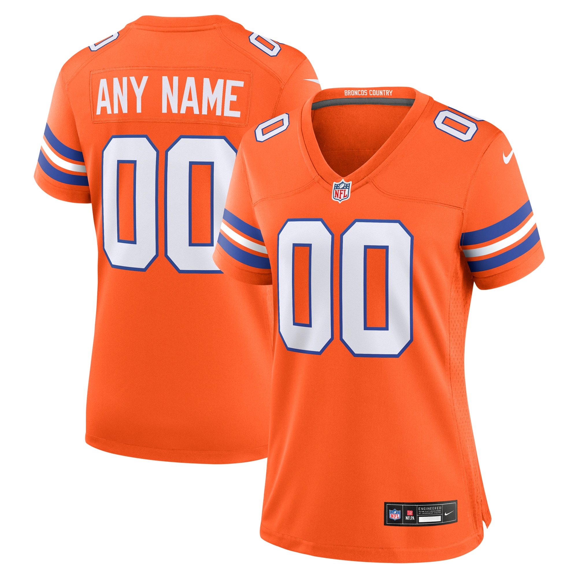 Women's Denver Broncos Orange Mile High Collection 1977 Throwback Custom Game Jersey JS5117 nicesnker