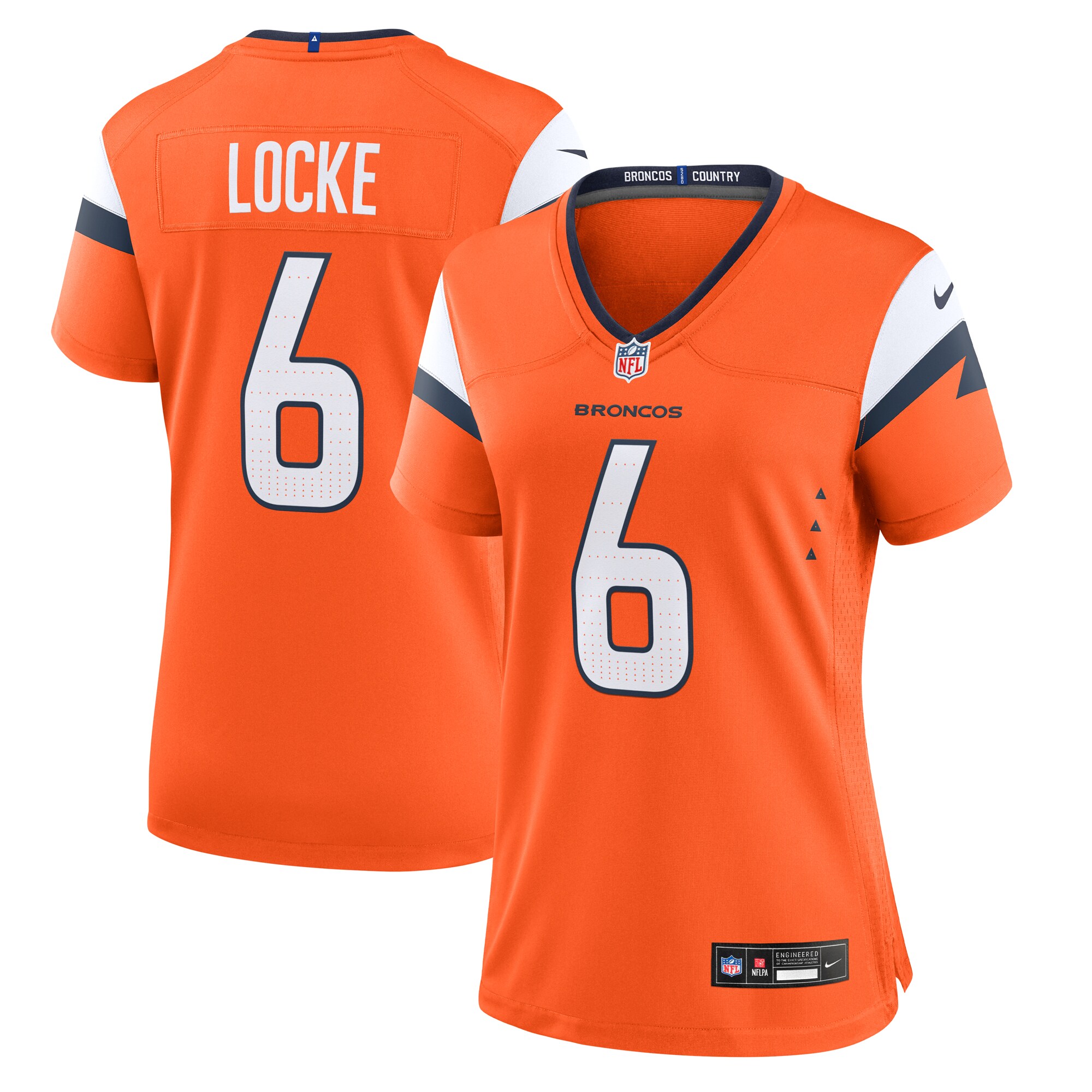Women's Denver Broncos P.J. Locke Orange Team Game Jersey JS3645 nicesnker