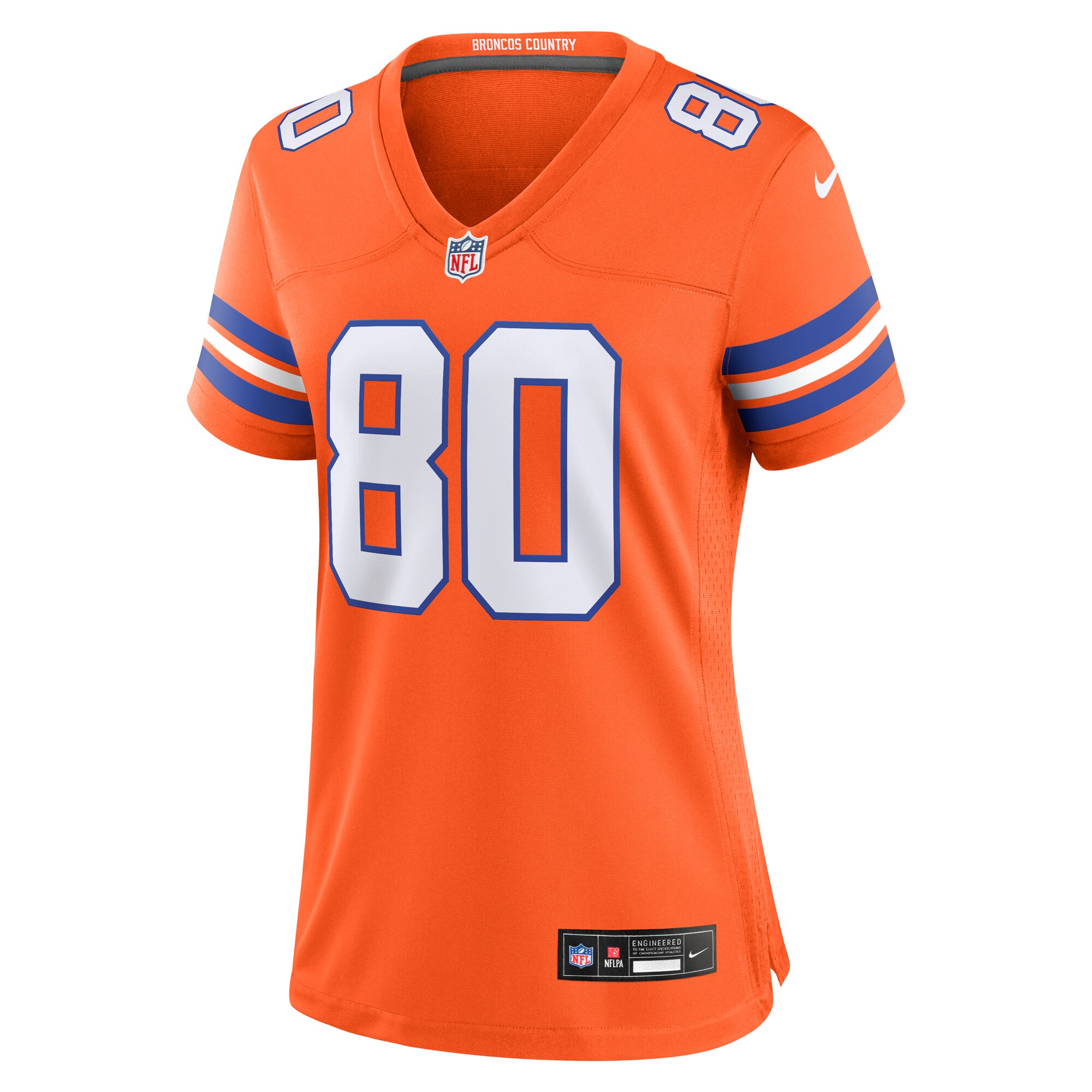 Alternative view of Women's Denver Broncos Rod Smith Orange Mile High Collection 1977 Throwback Retired Player Game Jersey JS2822 nicesnker