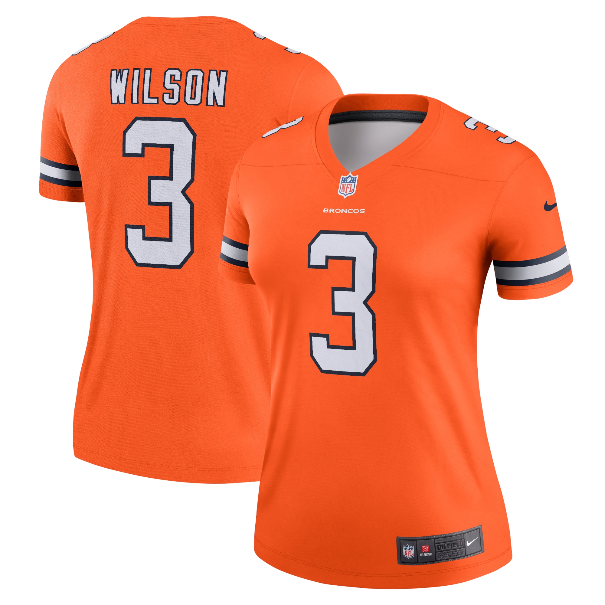 Women's Denver Broncos Russell Wilson Orange Alternate Legend Player Performance Top JS6453 nicesnker