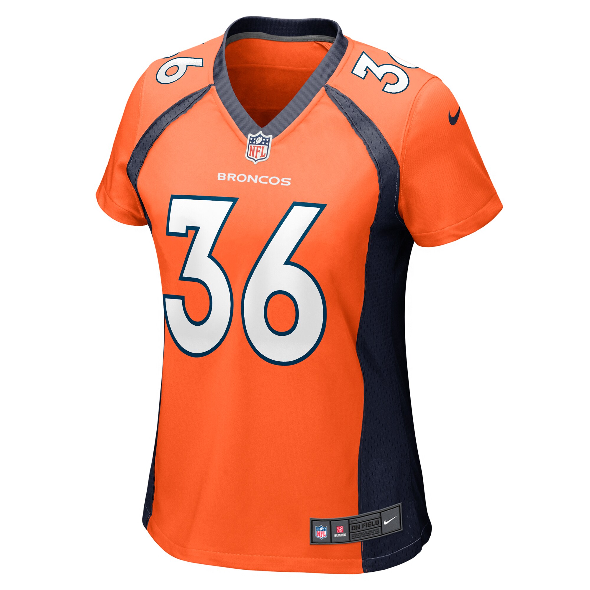 Alternative view of Women's Denver Broncos Tyler Badie Orange Team Game Jersey JS1682 nicesnker