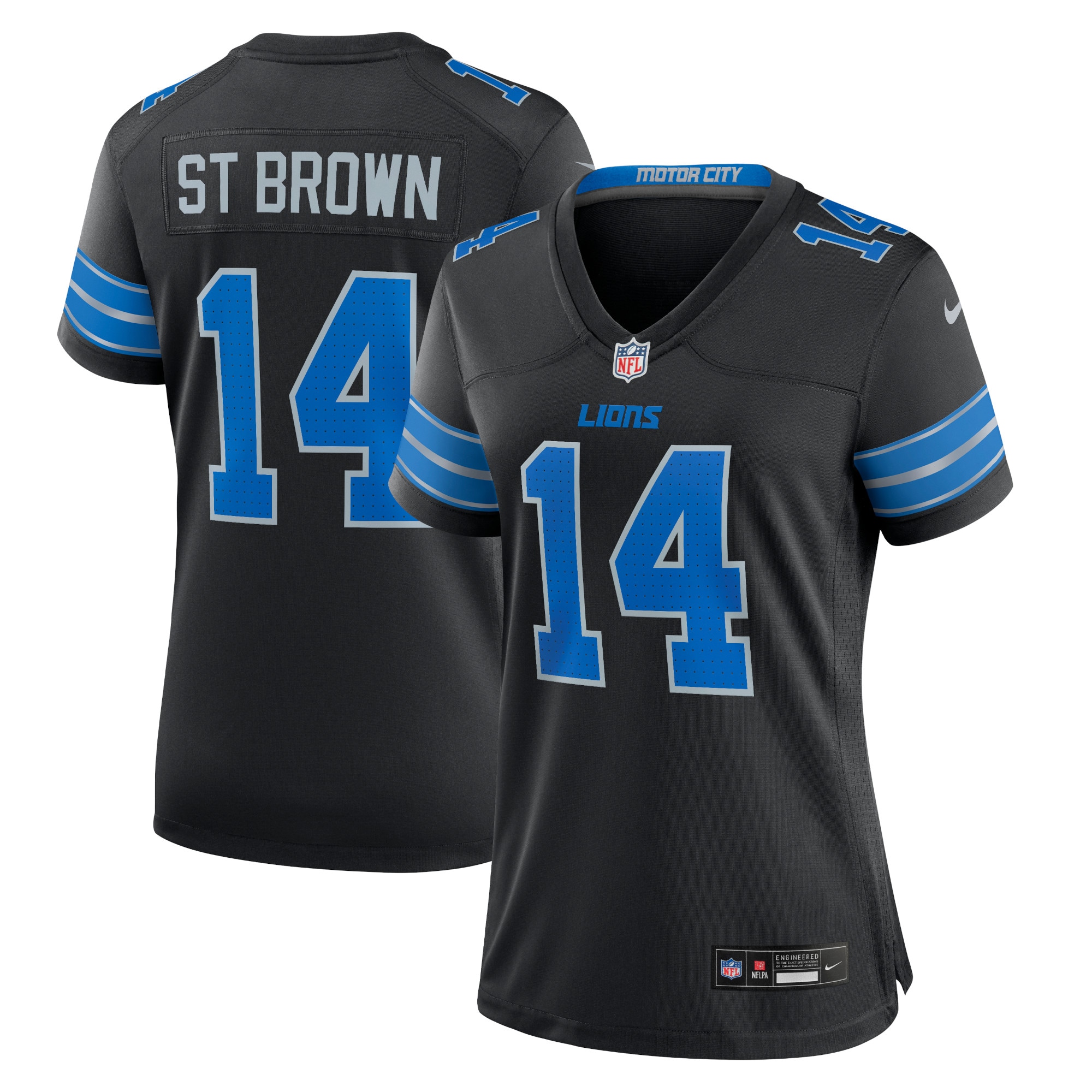 Women's Detroit Lions Amon-Ra St. Brown Black 2nd Alternate Game Jersey JS8706 nicesnker