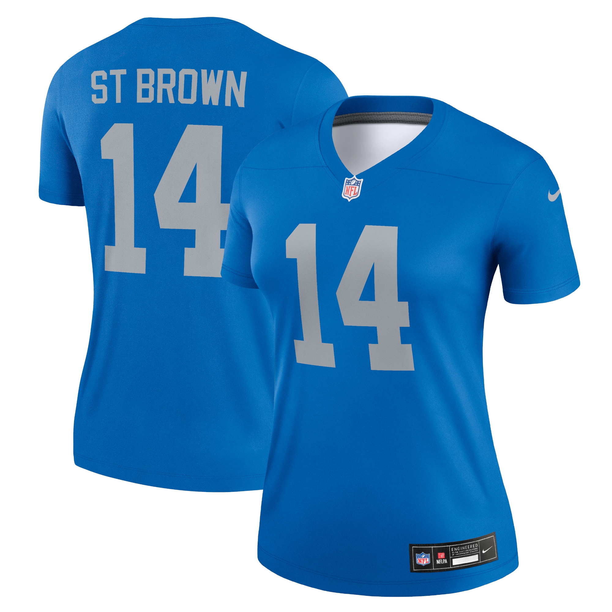 Women's Detroit Lions Amon-Ra St. Brown Blue Alternate Legend Player Performance Top JS7611 nicesnker