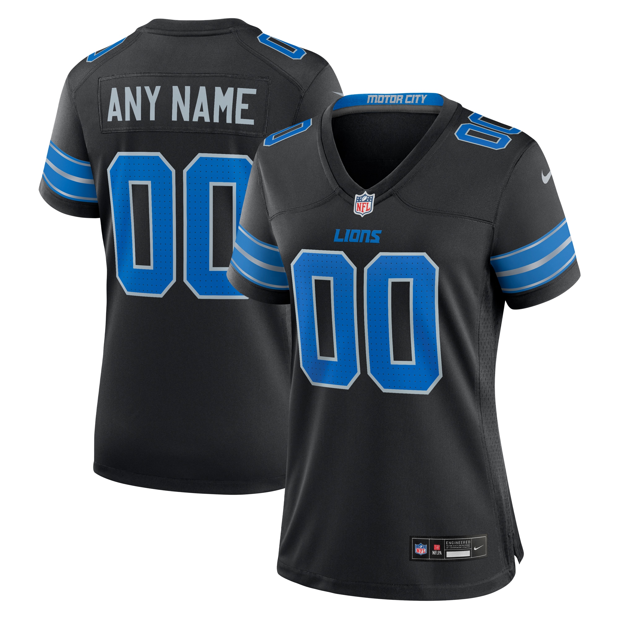Women's Detroit Lions Black Alternate Custom Game Jersey JS6492 nicesnker