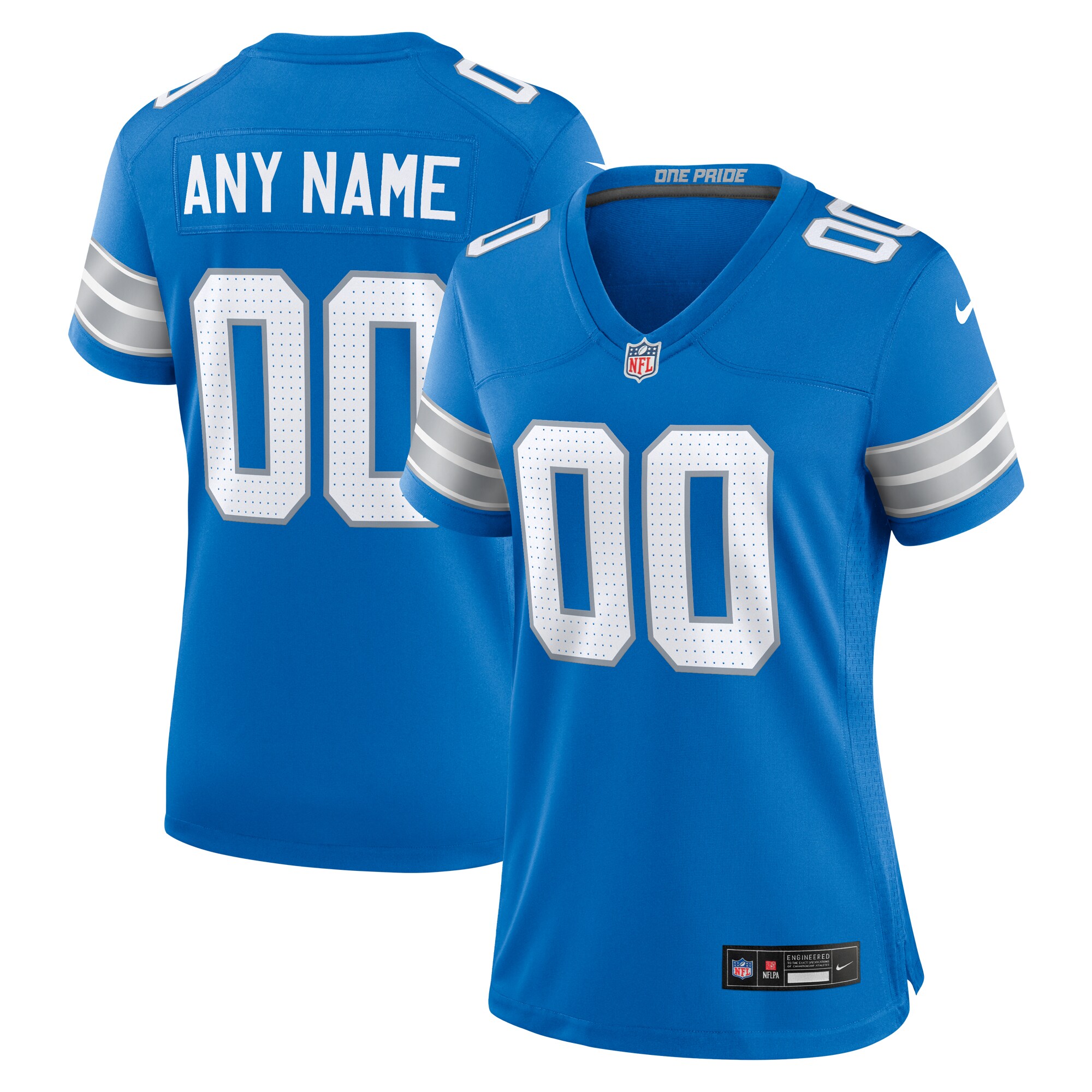 Women's Detroit Lions Blue Custom Game Jersey JS9376 nicesnker