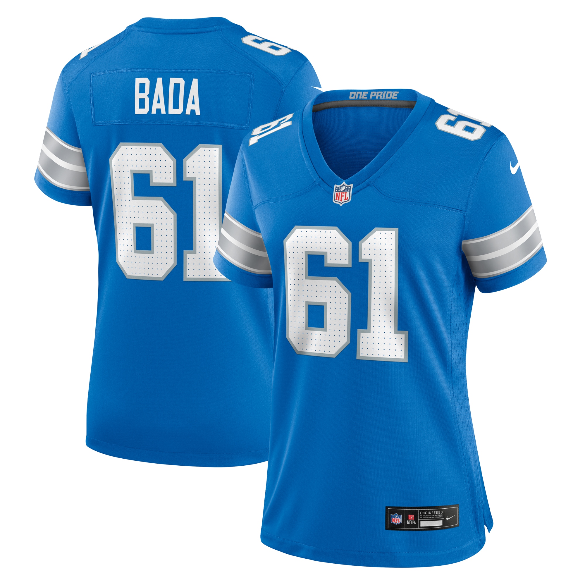 Women's Detroit Lions David Bada Blue Team Game Jersey JS8552 nicesnker