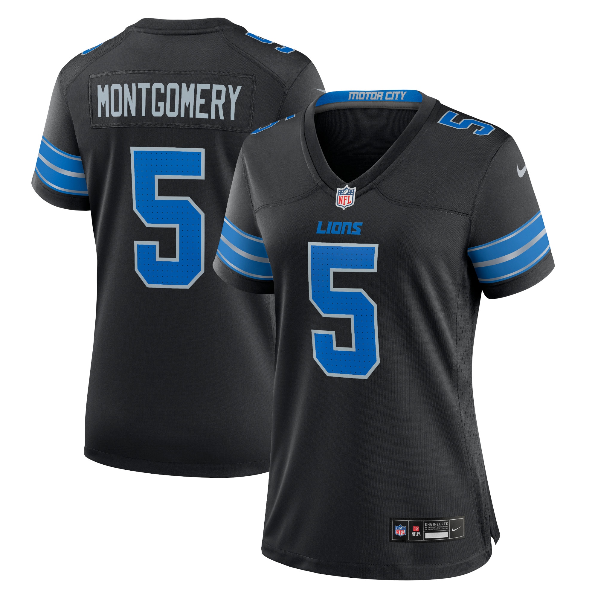 Women's Detroit Lions David Montgomery Black 2nd Alternate Game Jersey JS8579 nicesnker