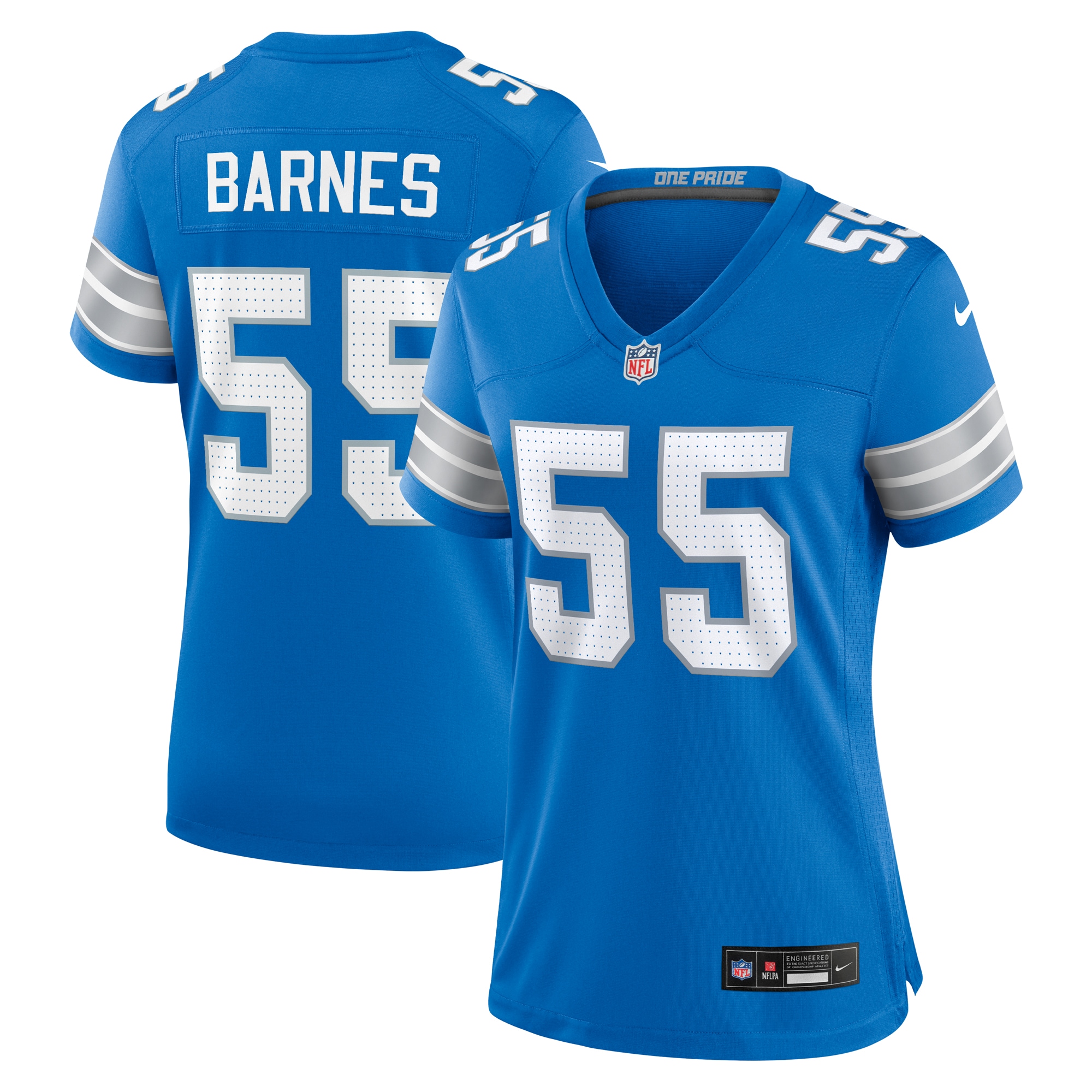 Women's Detroit Lions Derrick Barnes Blue Team Game Jersey JS6426 nicesnker