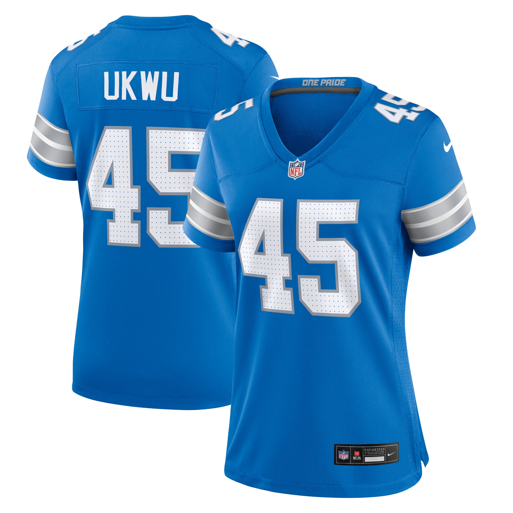 Women's Detroit Lions Isaac Ukwu Blue Game Jersey JS2366 nicesnker