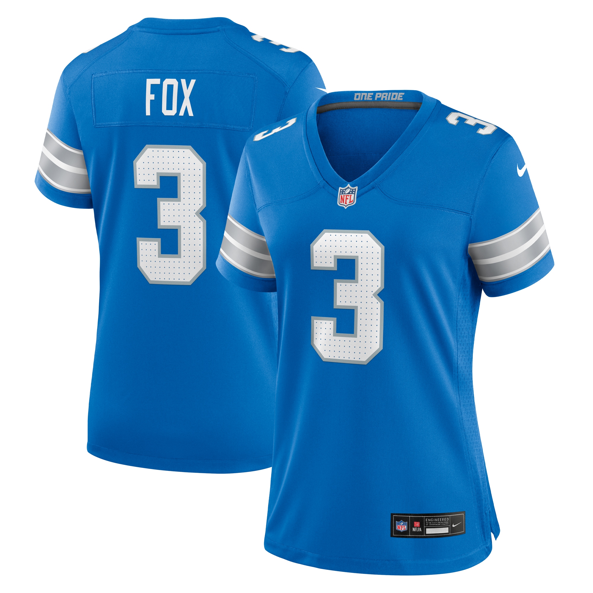 Women's Detroit Lions Jack Fox Blue Team Game Jersey JS3137 nicesnker