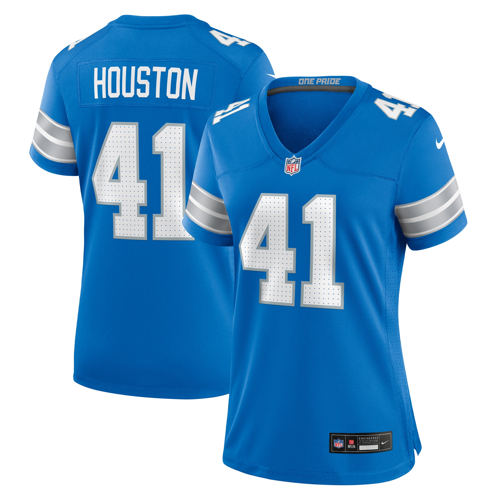 Women's Detroit Lions James Houston Blue Team Game Jersey JS5163 nicesnker