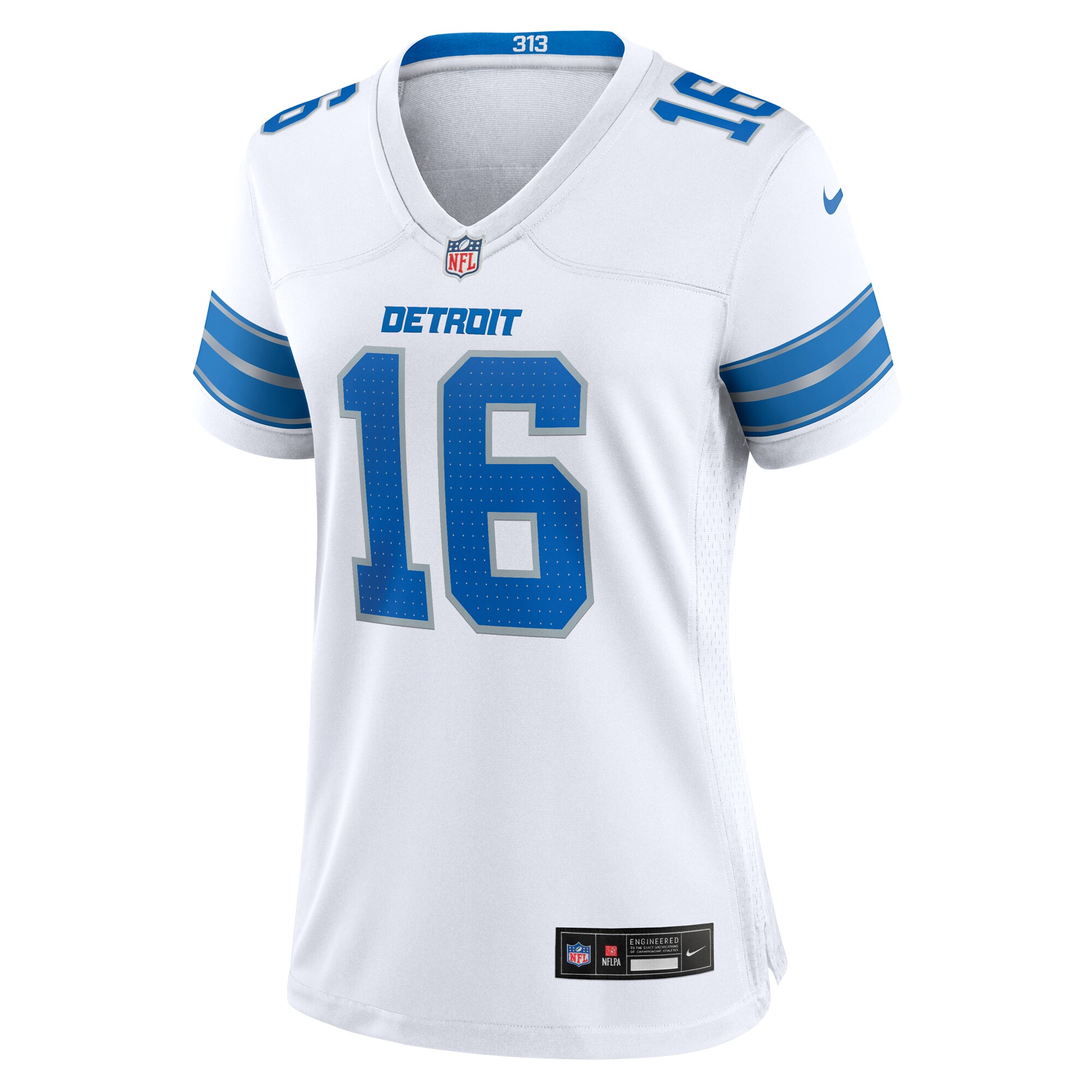 Alternative view of Women's Detroit Lions Jared Goff White Game Jersey JS6380 nicesnker