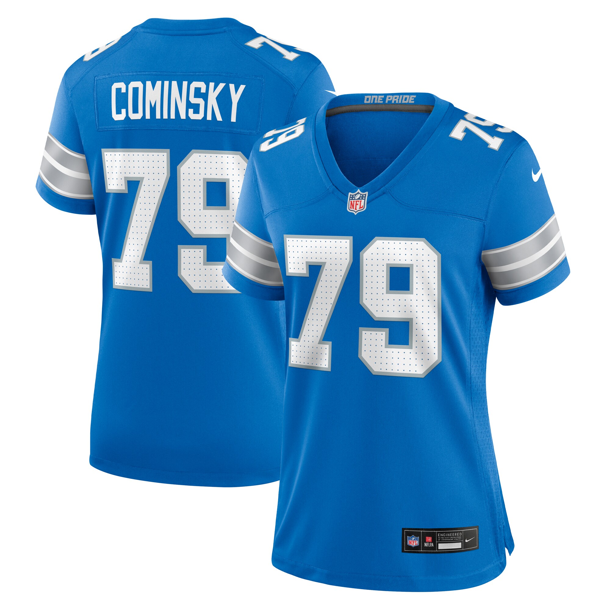 Women's Detroit Lions John Cominsky Blue Team Game Jersey JS7859 nicesnker