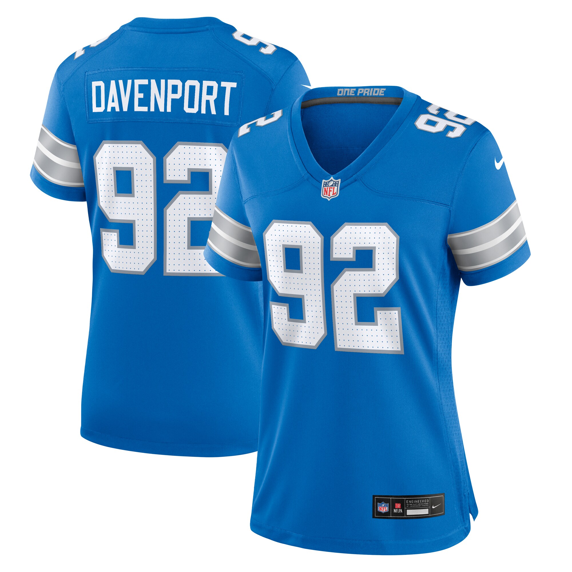 Women's Detroit Lions Marcus Davenport Blue Team Game Jersey JS8278 nicesnker
