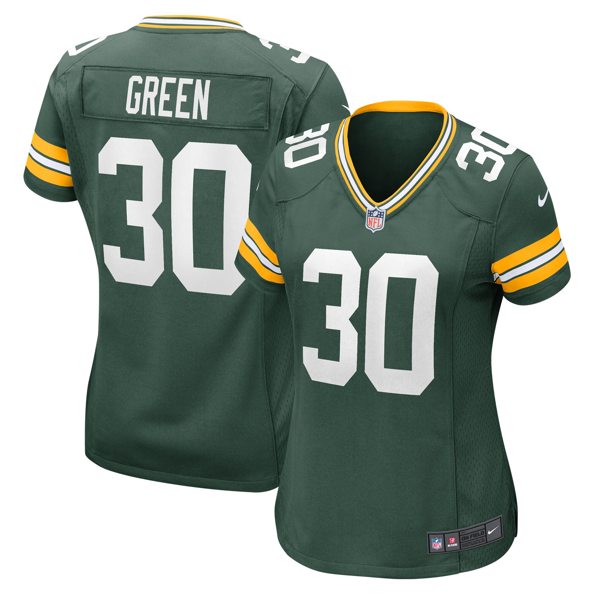 Women's Green Bay Packers Ahman Green Green Team Retired Player Game Jersey JS8235 nicesnker