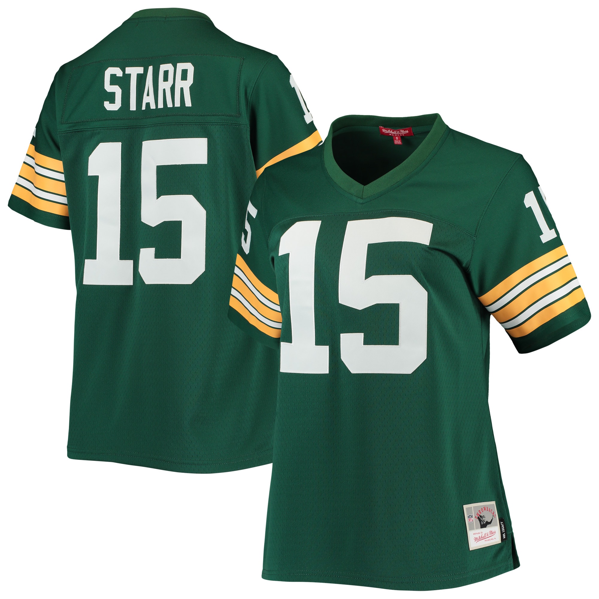 Women's Green Bay Packers Bart Starr Mitchell & Ness Green 1967 Legacy Player Jersey JS4927 nicesnker