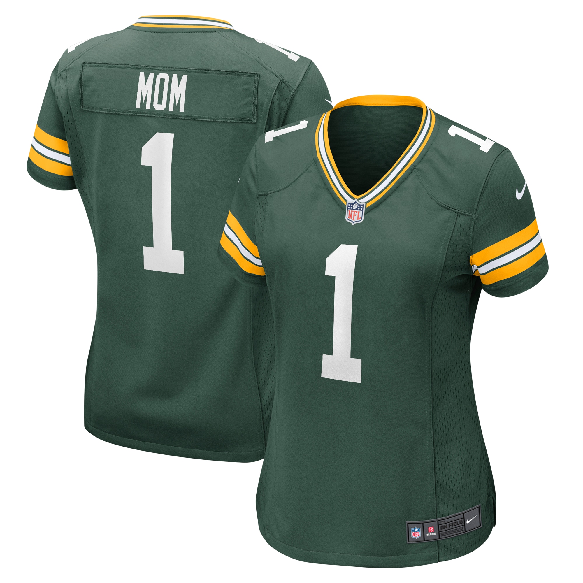 Women's Green Bay Packers Number 1 Mom Green Game Jersey JS5580 nicesnker