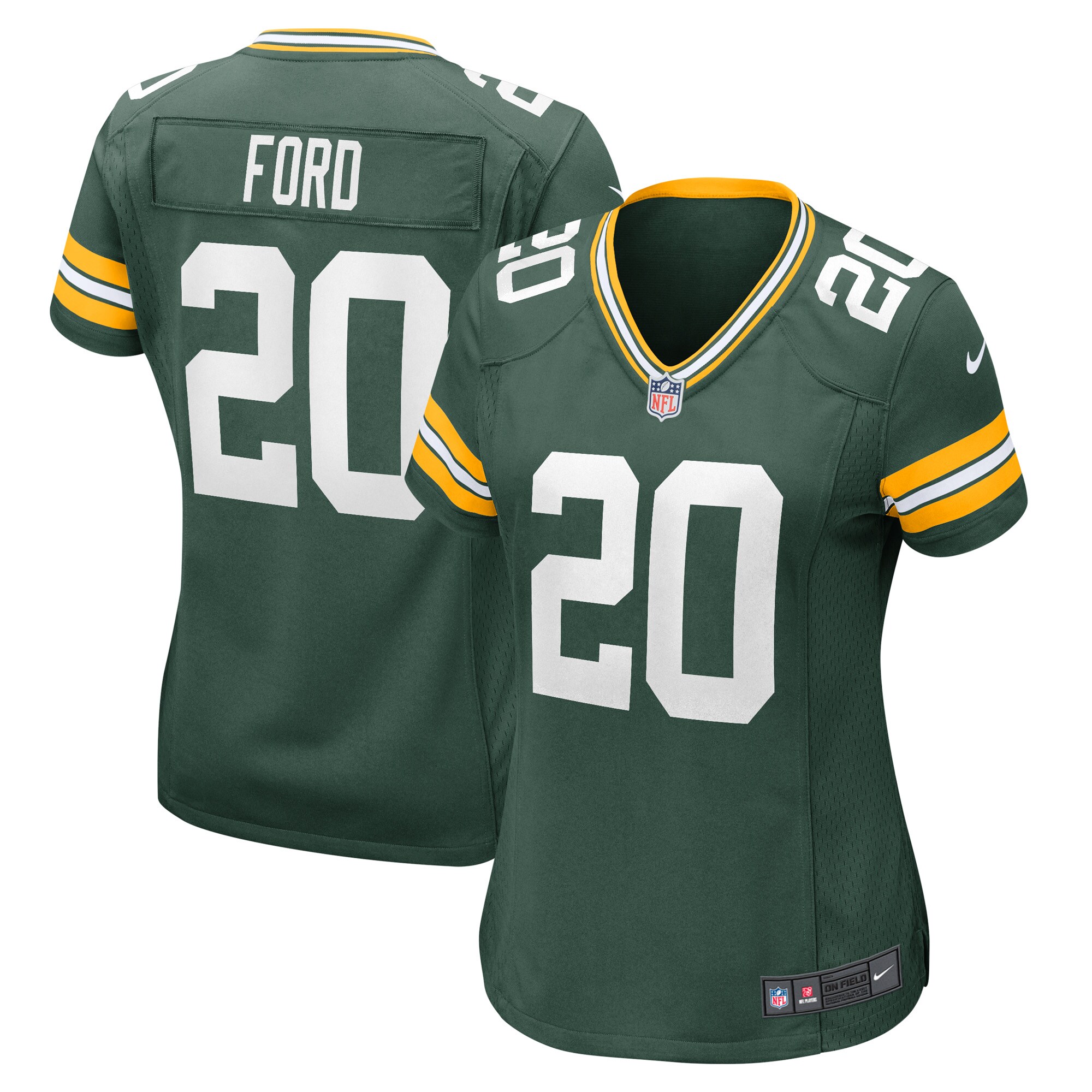 Women's Green Bay Packers Rudy Ford Green Game Player Jersey JS4369 nicesnker
