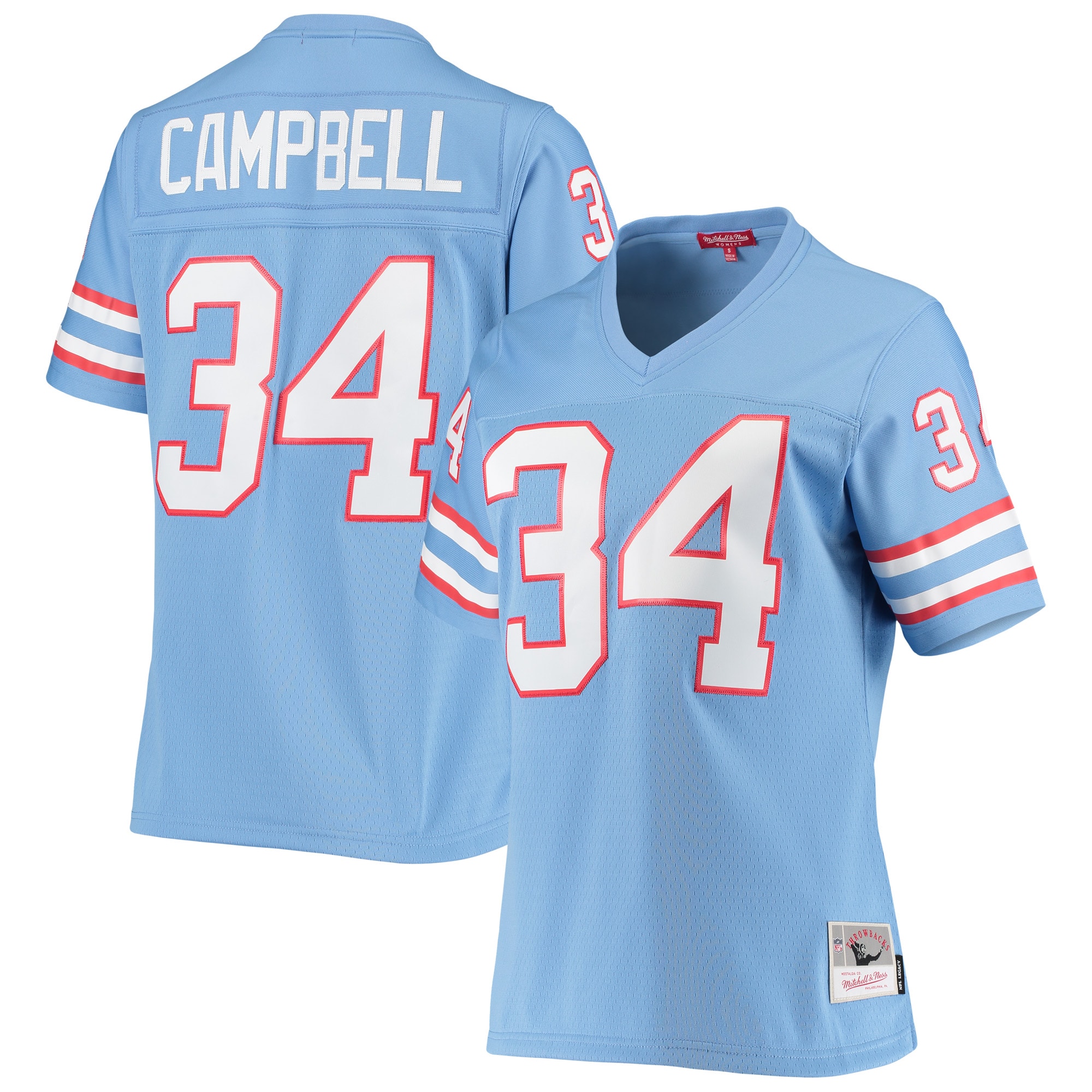 Women's Houston Oilers Earl Campbell Mitchell & Ness Light Blue 1980 Legacy Jersey JS6336 nicesnker
