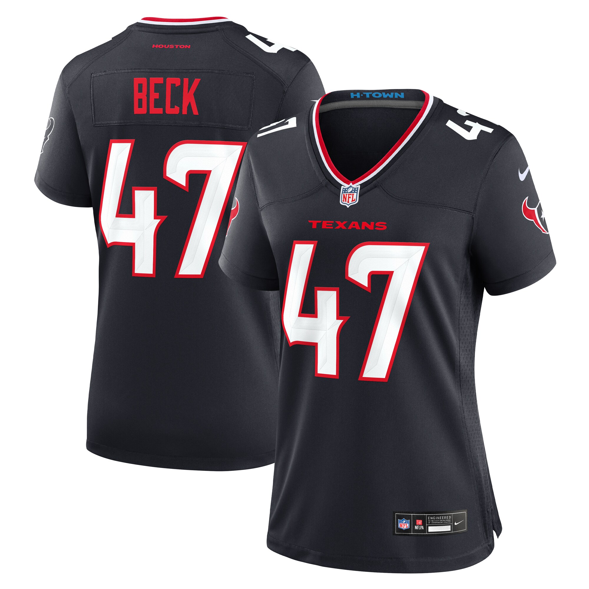 Women's Houston Texans Andrew Beck Navy Team Game Jersey JS2457 nicesnker