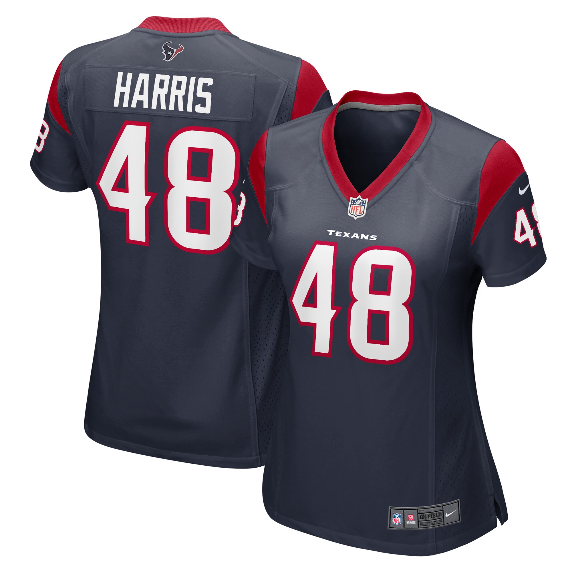 Women's Houston Texans Christian Harris Navy Game Player Jersey JS8505 nicesnker
