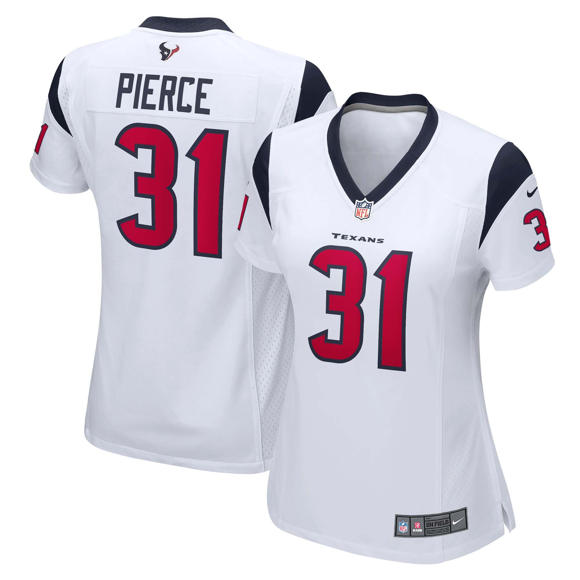 Women's Houston Texans Dameon Pierce White Game Player Jersey JS5638 nicesnker