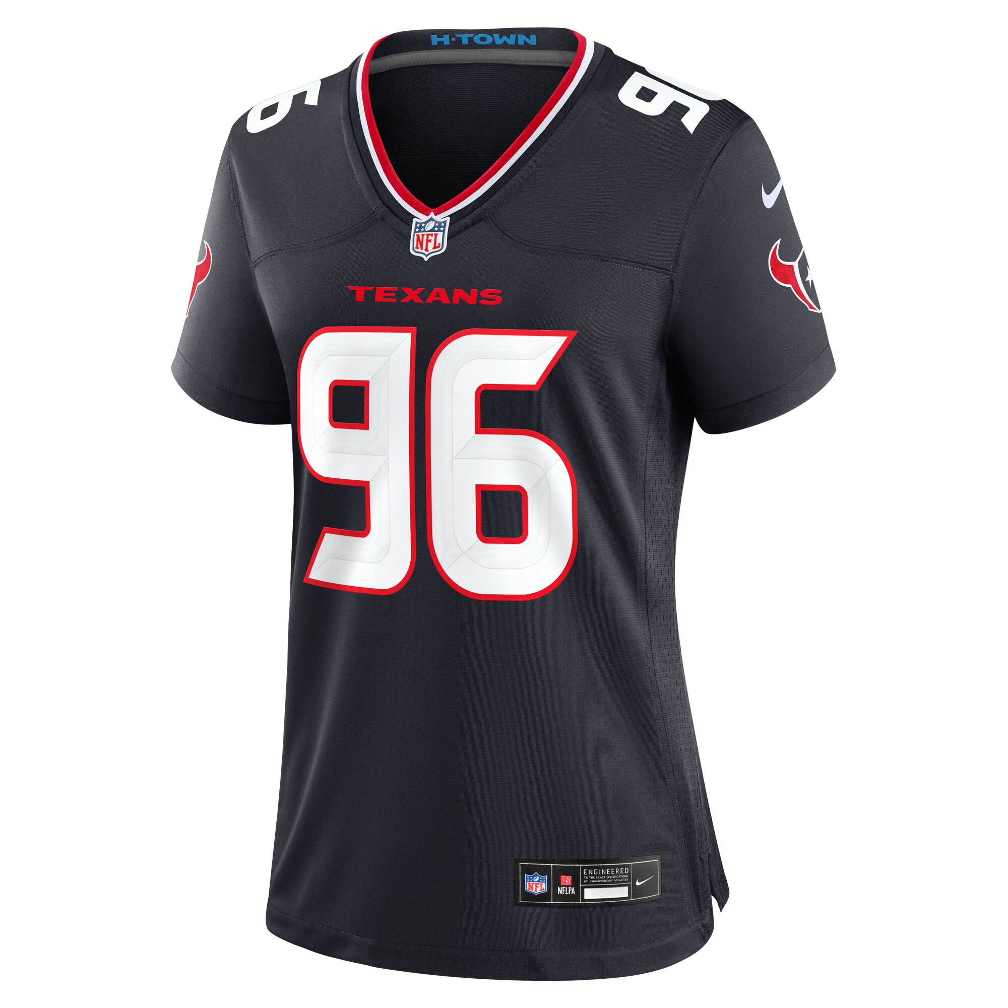 Alternative view of Women's Houston Texans Denico Autry Navy Team Game Jersey JS8539 nicesnker
