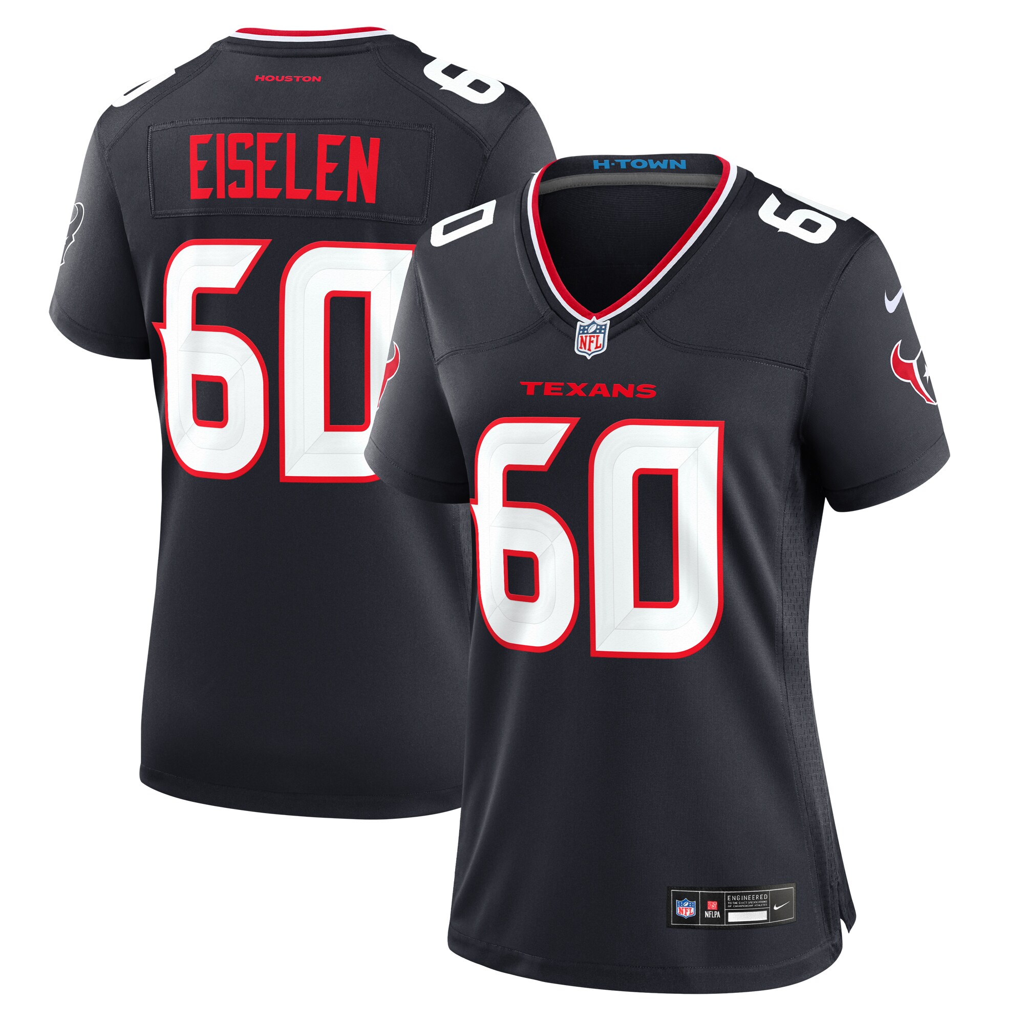 Women's Houston Texans Dieter Eiselen Navy Team Game Jersey JS5413 nicesnker
