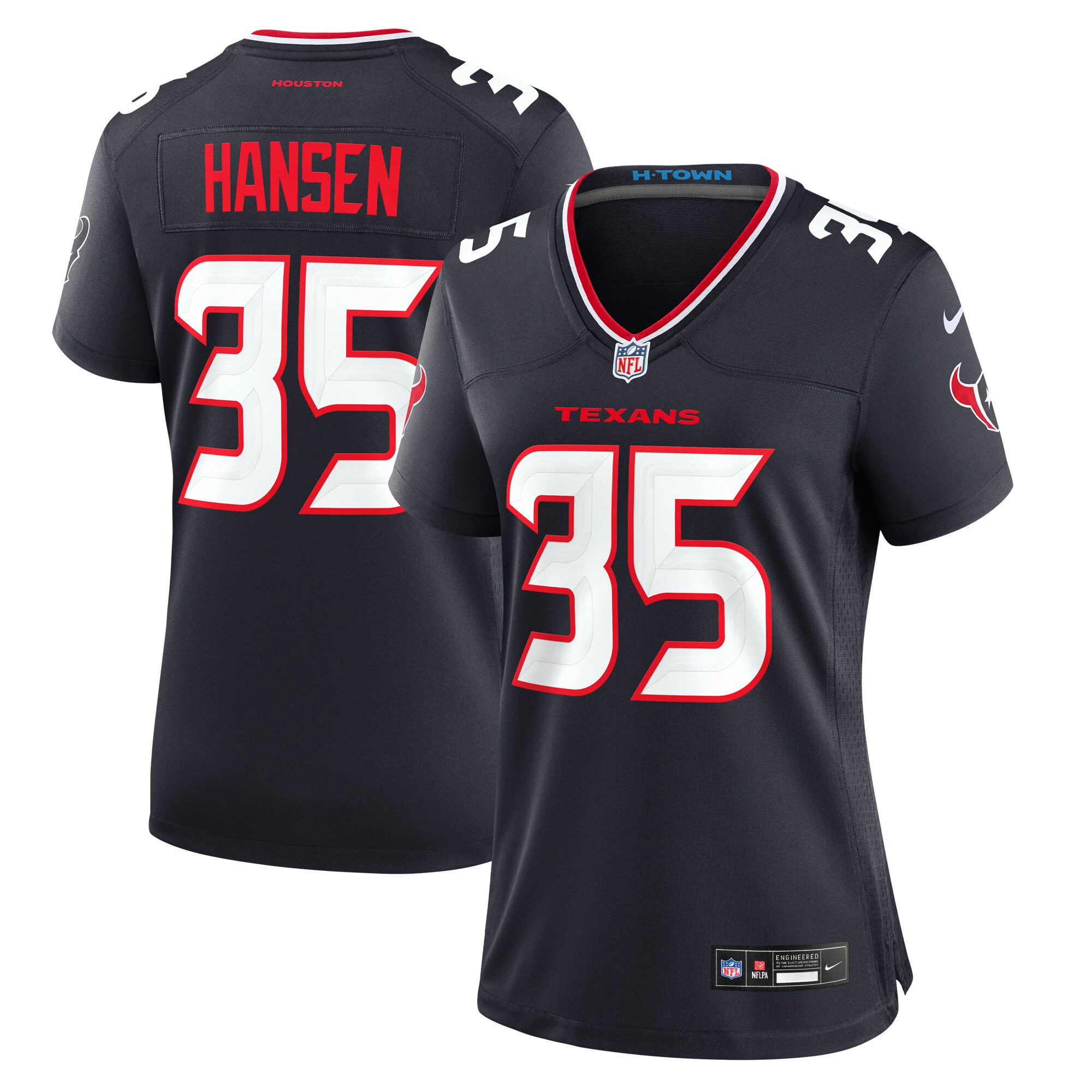 Women's Houston Texans Jake Hansen Navy Team Game Jersey JS5293 nicesnker