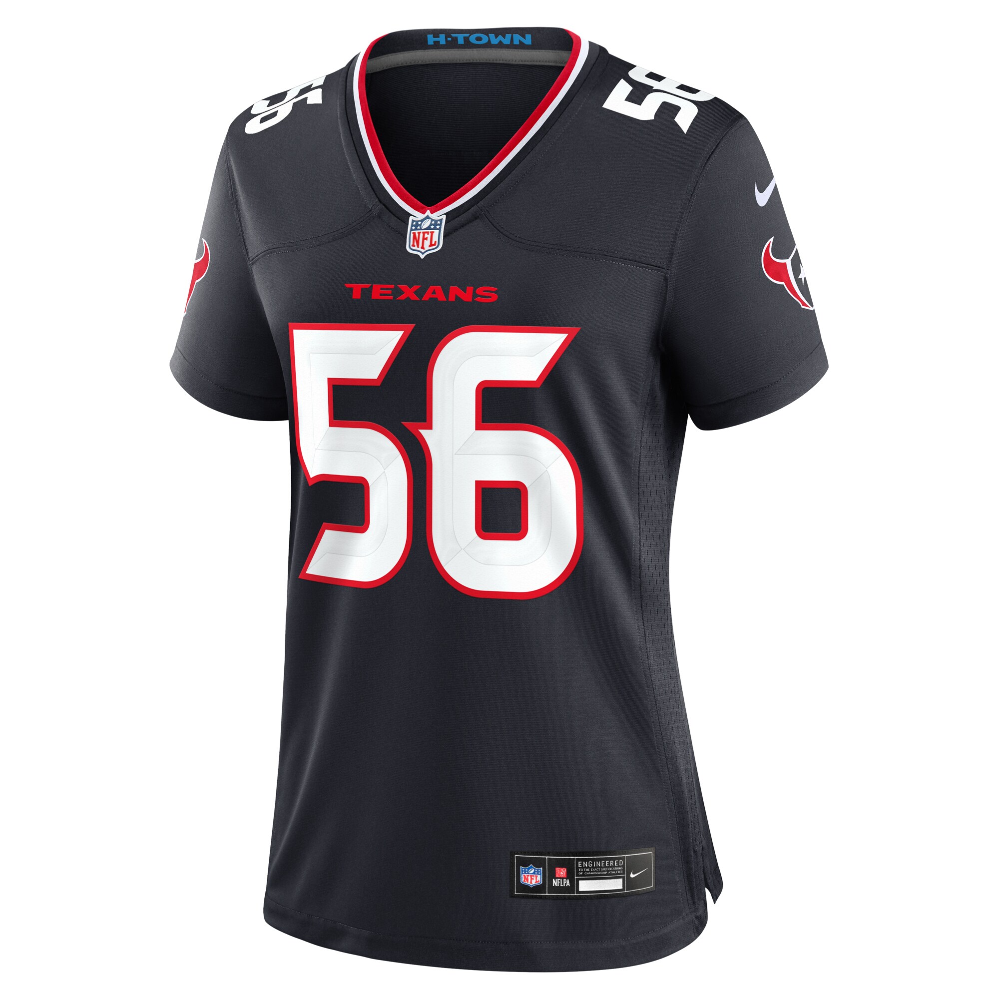 Alternative view of Women's Houston Texans Jamal Hill Navy Team Game Jersey JS3496 nicesnker
