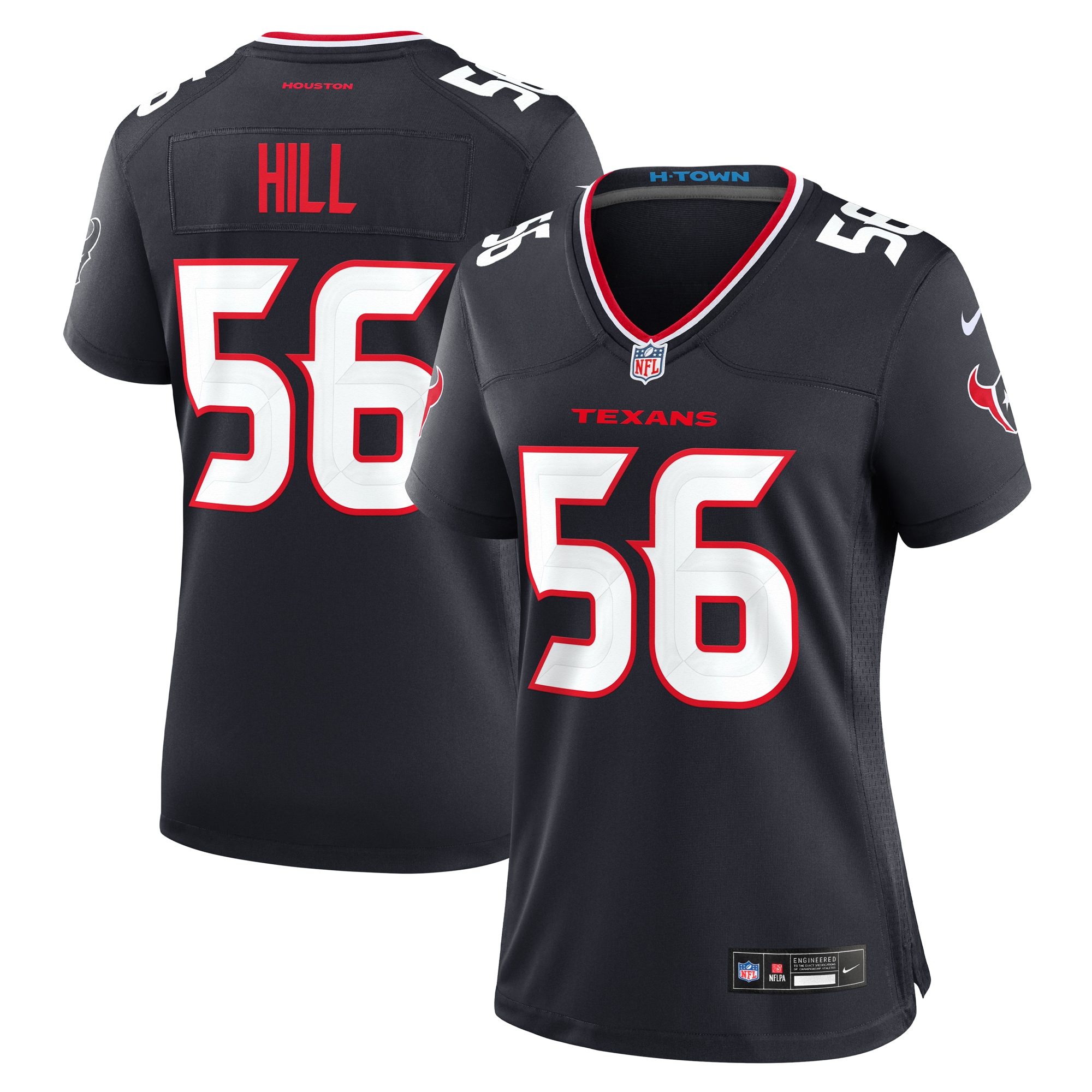 Women's Houston Texans Jamal Hill Navy Team Game Jersey JS3496 nicesnker