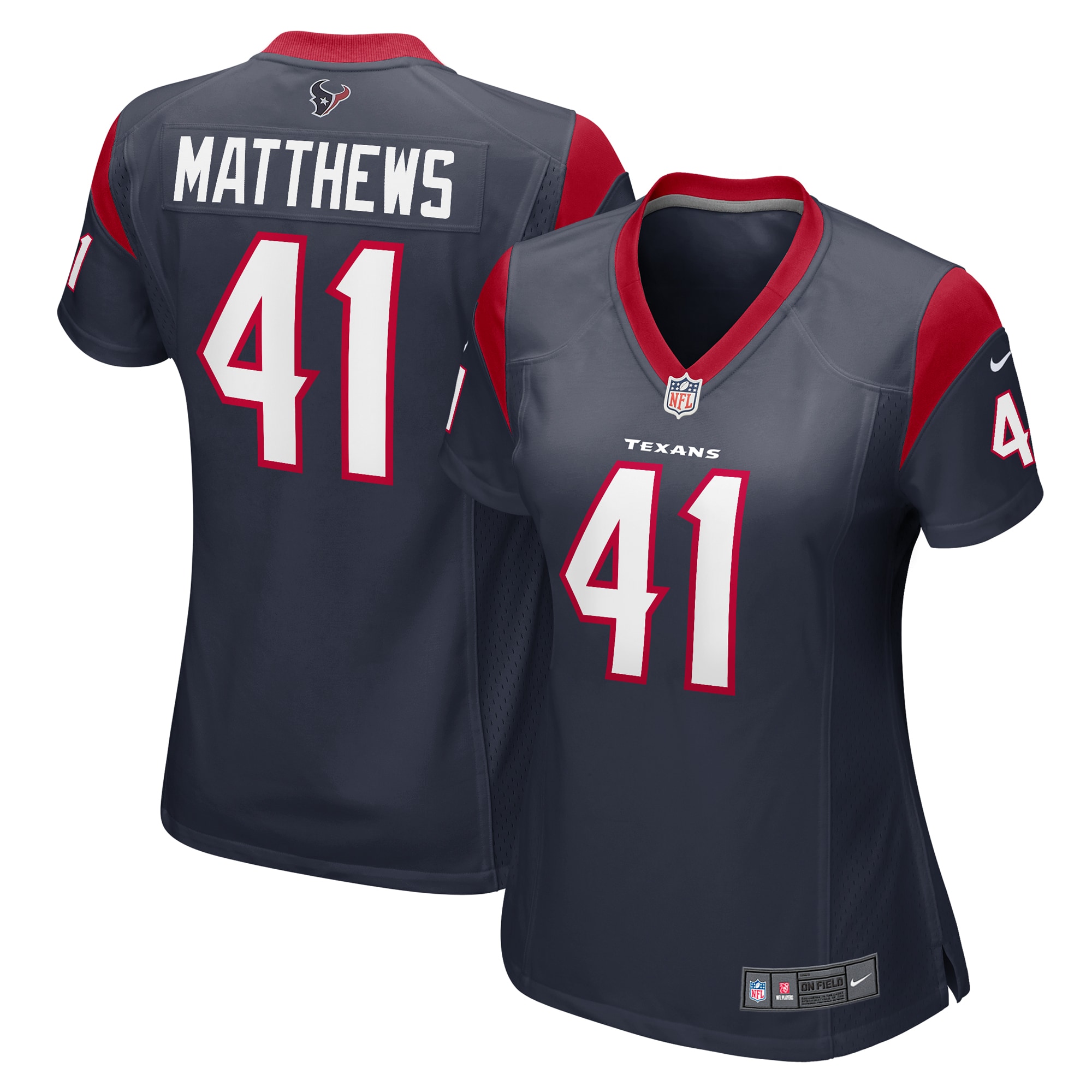 Women's Houston Texans Jesse Matthews Navy Team Game Jersey JS7696 nicesnker