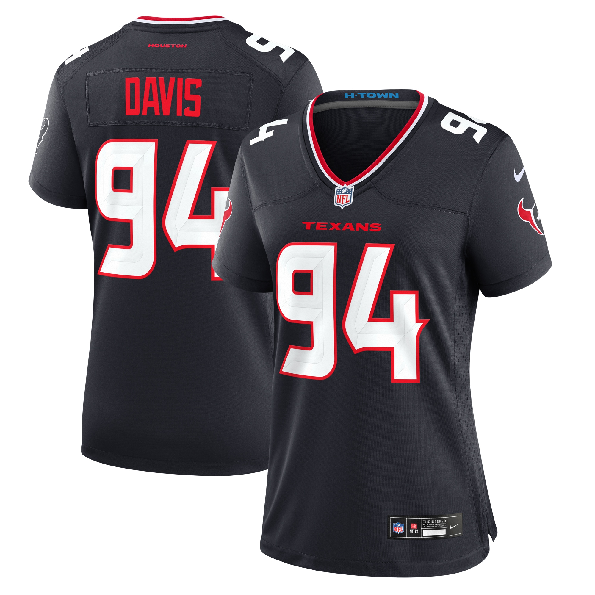 Women's Houston Texans Khalil Davis Navy Team Game Jersey JS6142 nicesnker