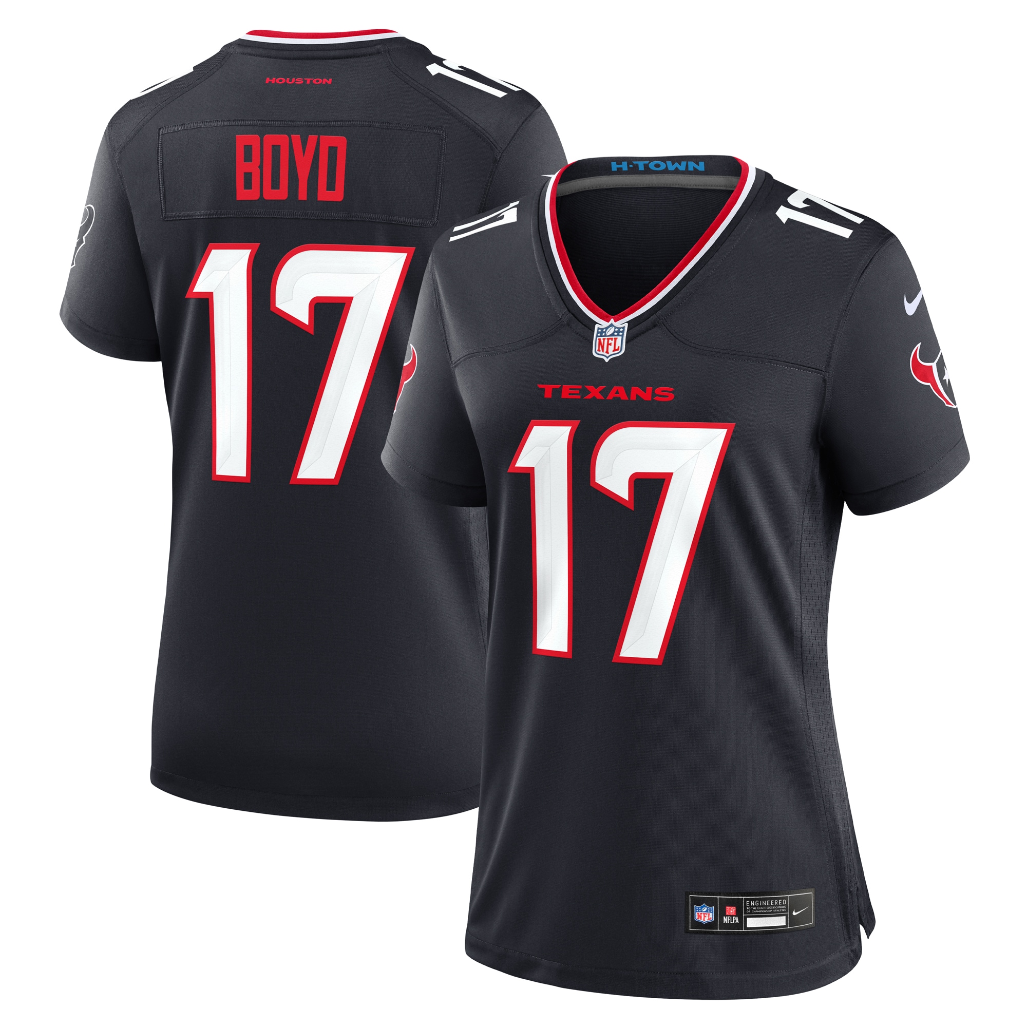 Women's Houston Texans Kris Boyd Navy Team Game Jersey JS3086 nicesnker