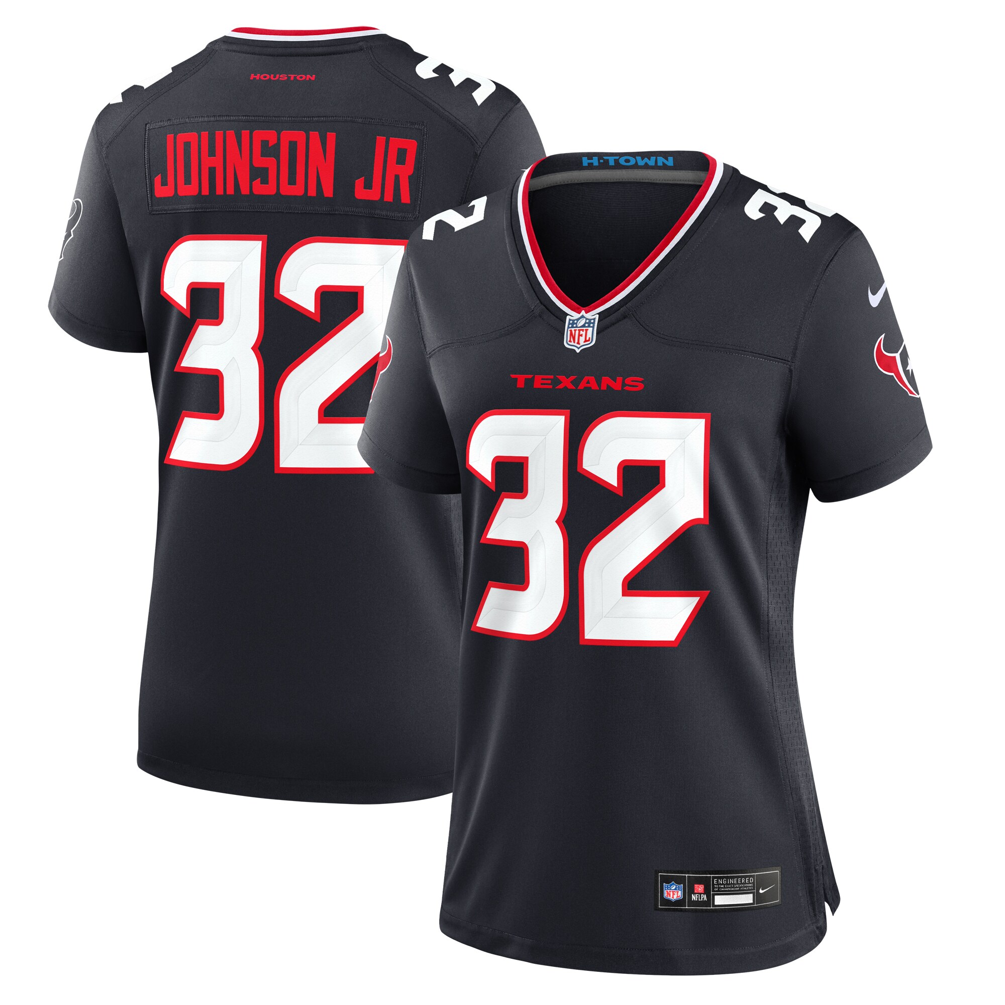 Women's Houston Texans Lonnie Johnson Jr. Navy Team Game Jersey JS3361 nicesnker
