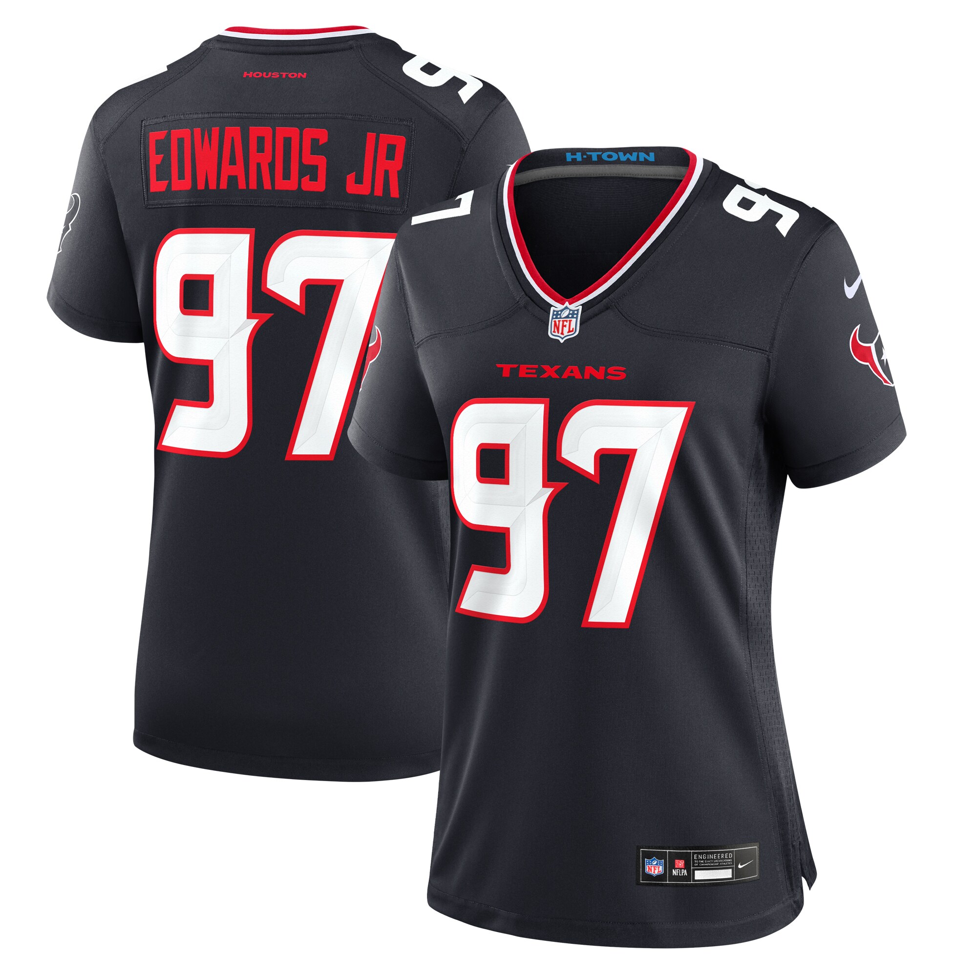 Women's Houston Texans Mario Edwards Jr. Navy Team Game Jersey JS5303 nicesnker
