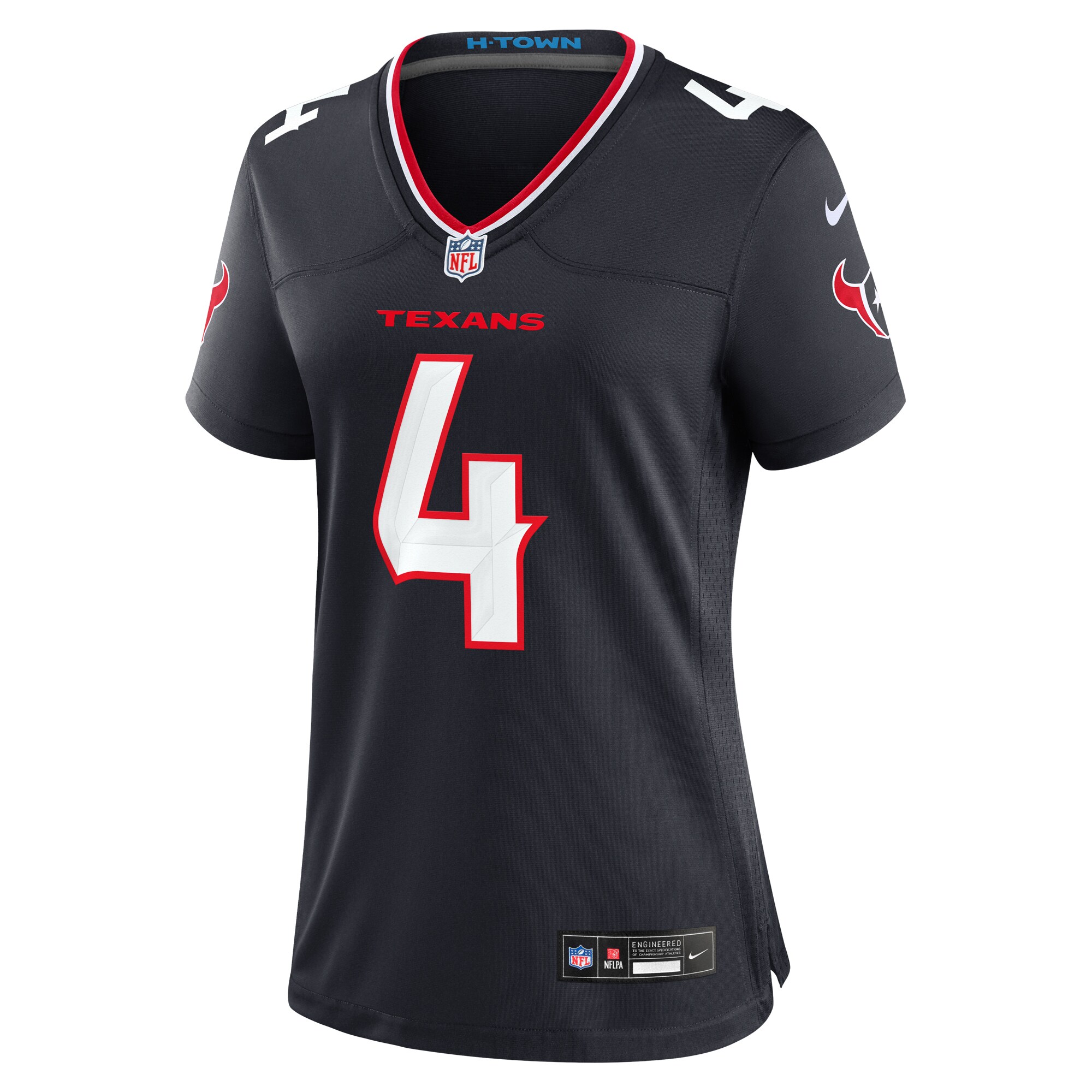 Alternative view of Women's Houston Texans Mike Ford Navy Team Game Jersey JS4833 nicesnker