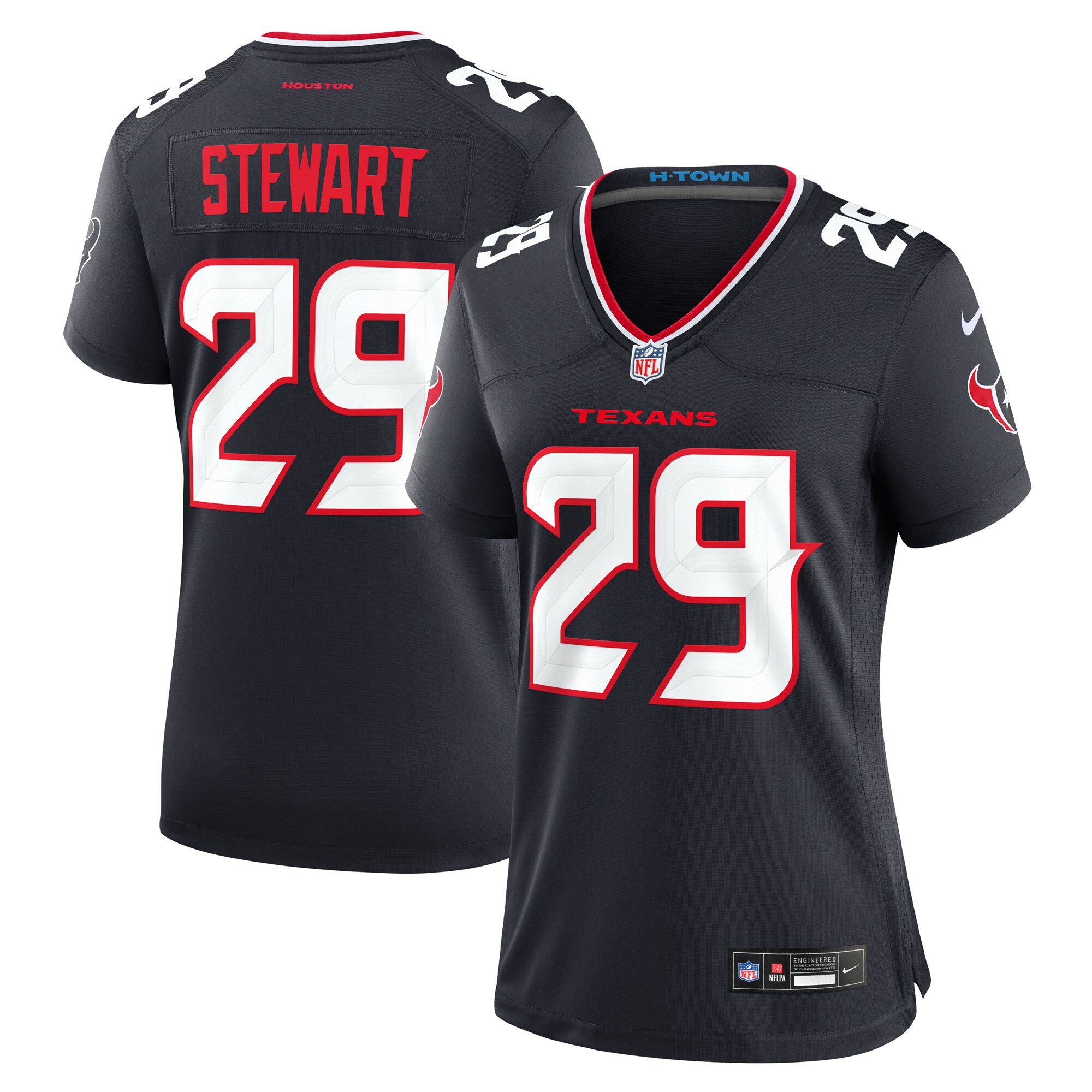 Women's Houston Texans M.J. Stewart Navy Team Game Jersey JS6989 nicesnker