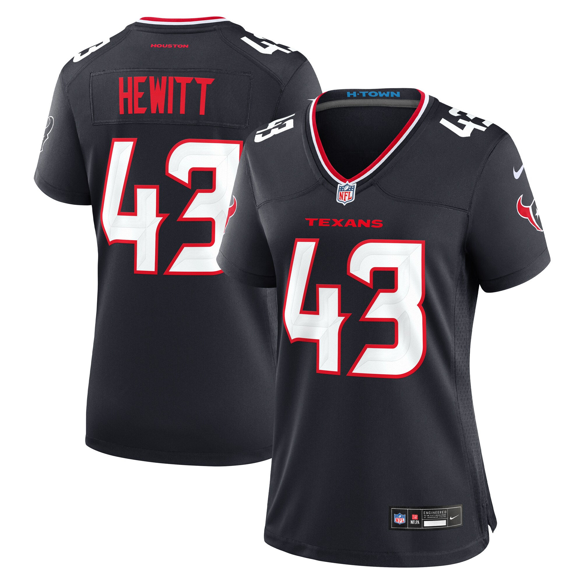 Women's Houston Texans Neville Hewitt Navy Team Game Jersey JS3045 nicesnker